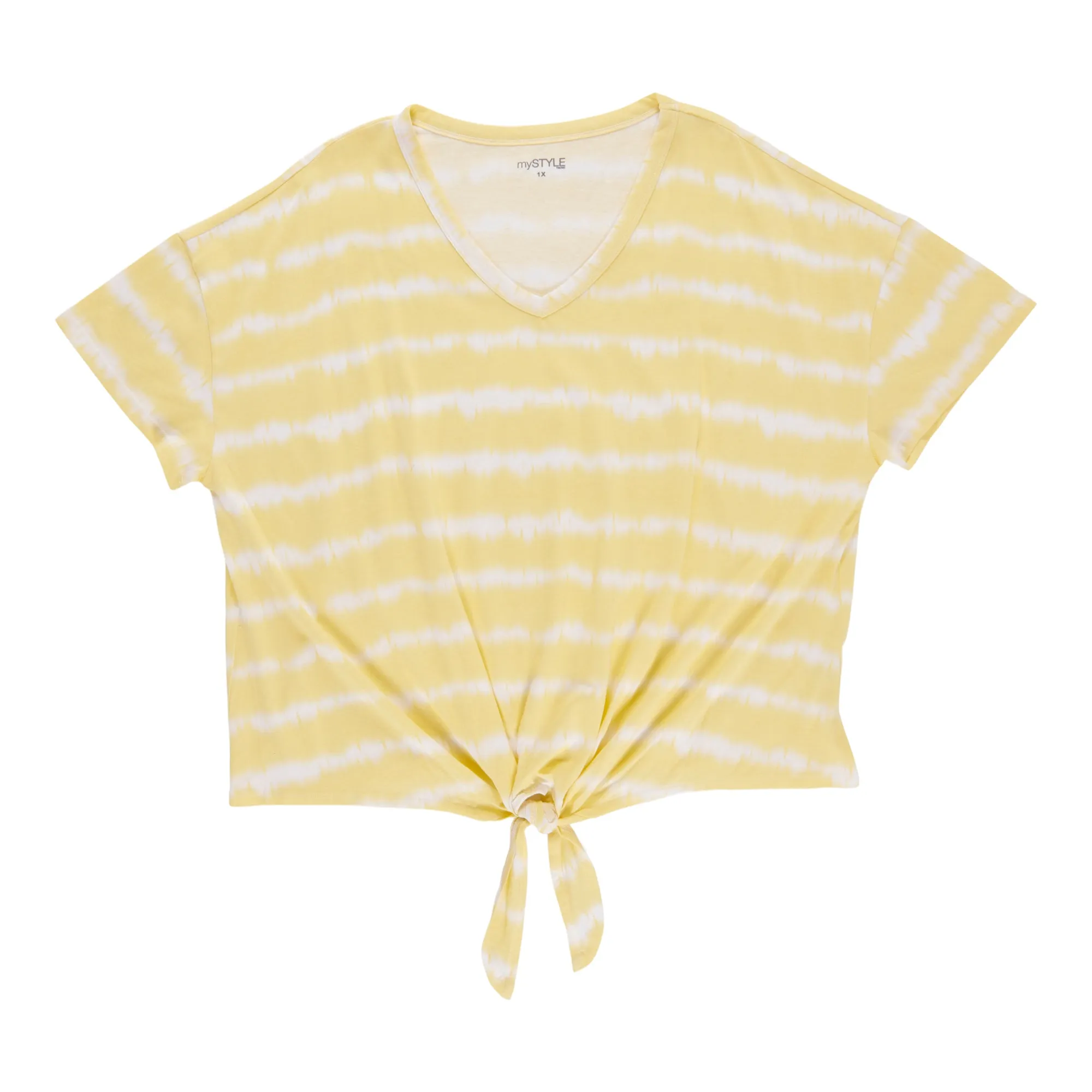 lily morgan Women's Plus Stripe Tie Front T-Shirt sold by Giant Tiger product image thumbnail 3