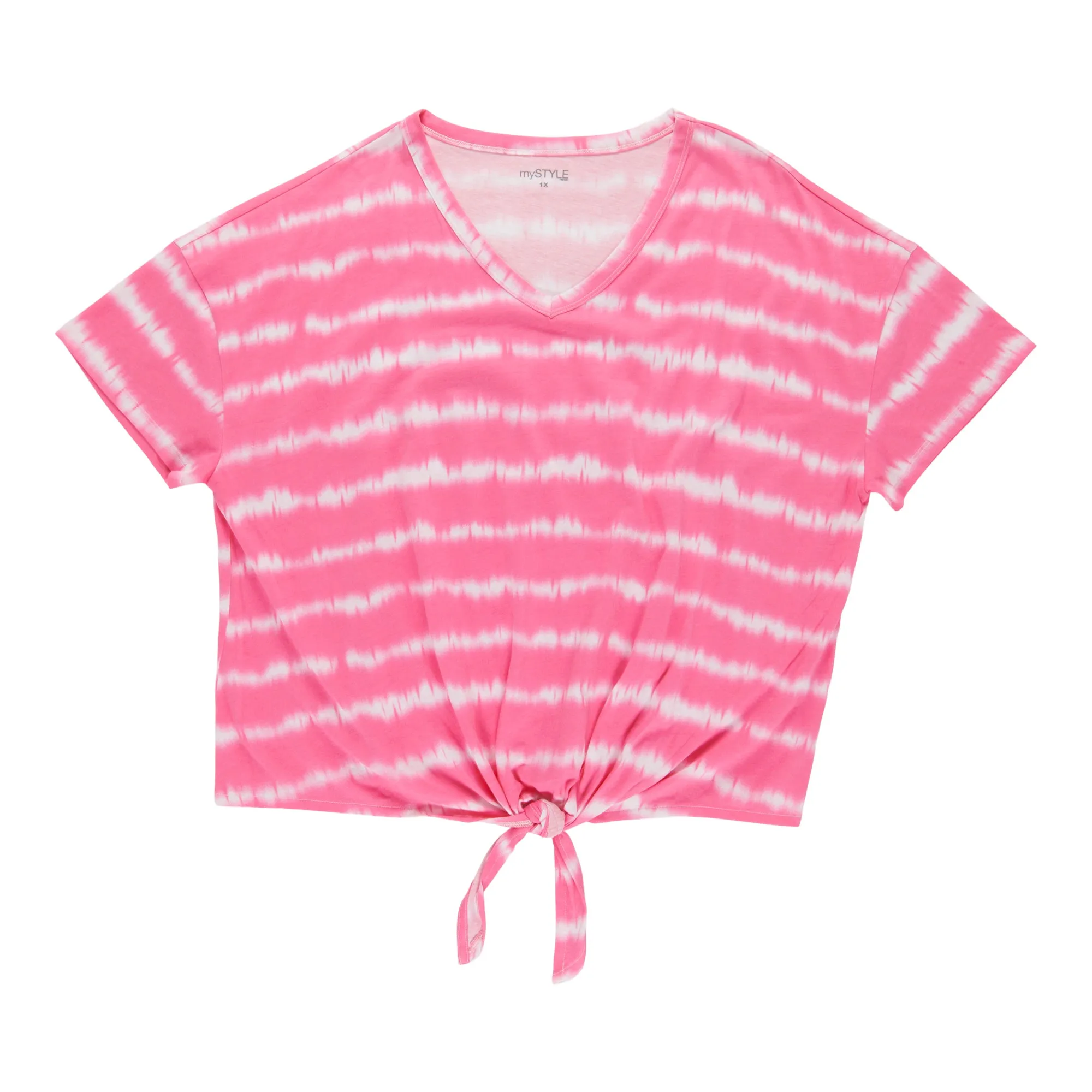 lily morgan Women's Plus Stripe Tie Front T-Shirt sold by Giant Tiger