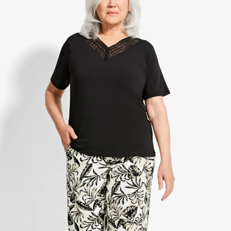 Classic Editions Women's V-Neck Top with Crochet Detailing sold by Giant Tiger