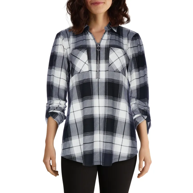 mySTYLE Women's Printed Plaid Top sold by Giant Tiger
