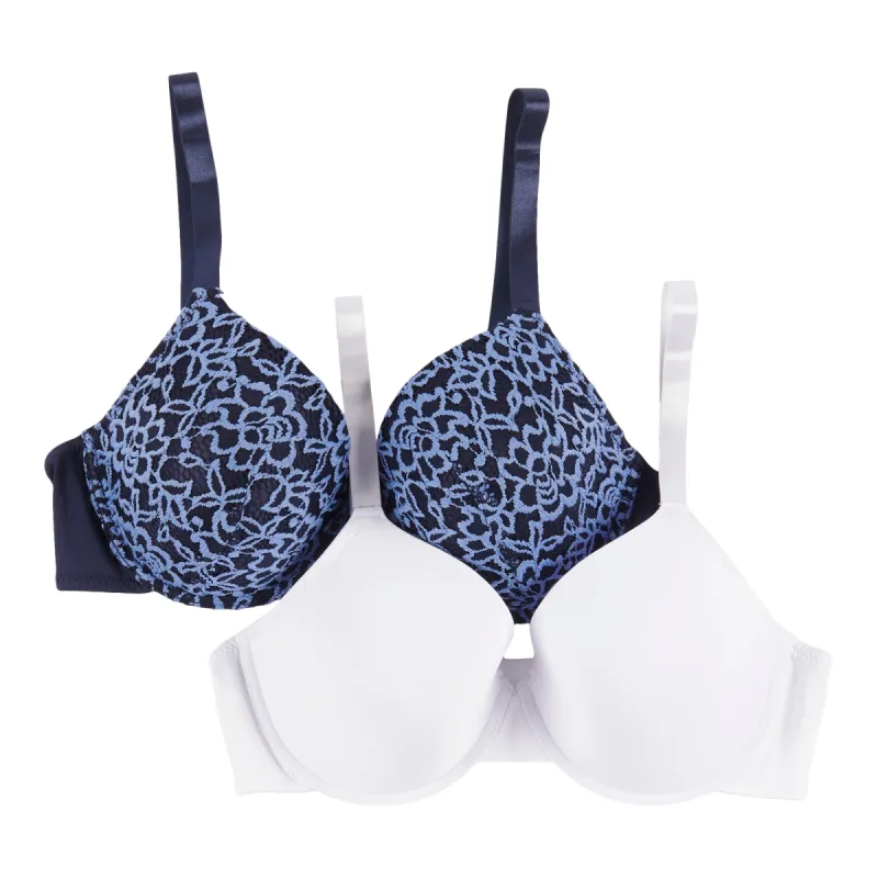 Carisma Women's Lace Trim T-Shirt Bra, 2-Pack sold by Giant Tiger