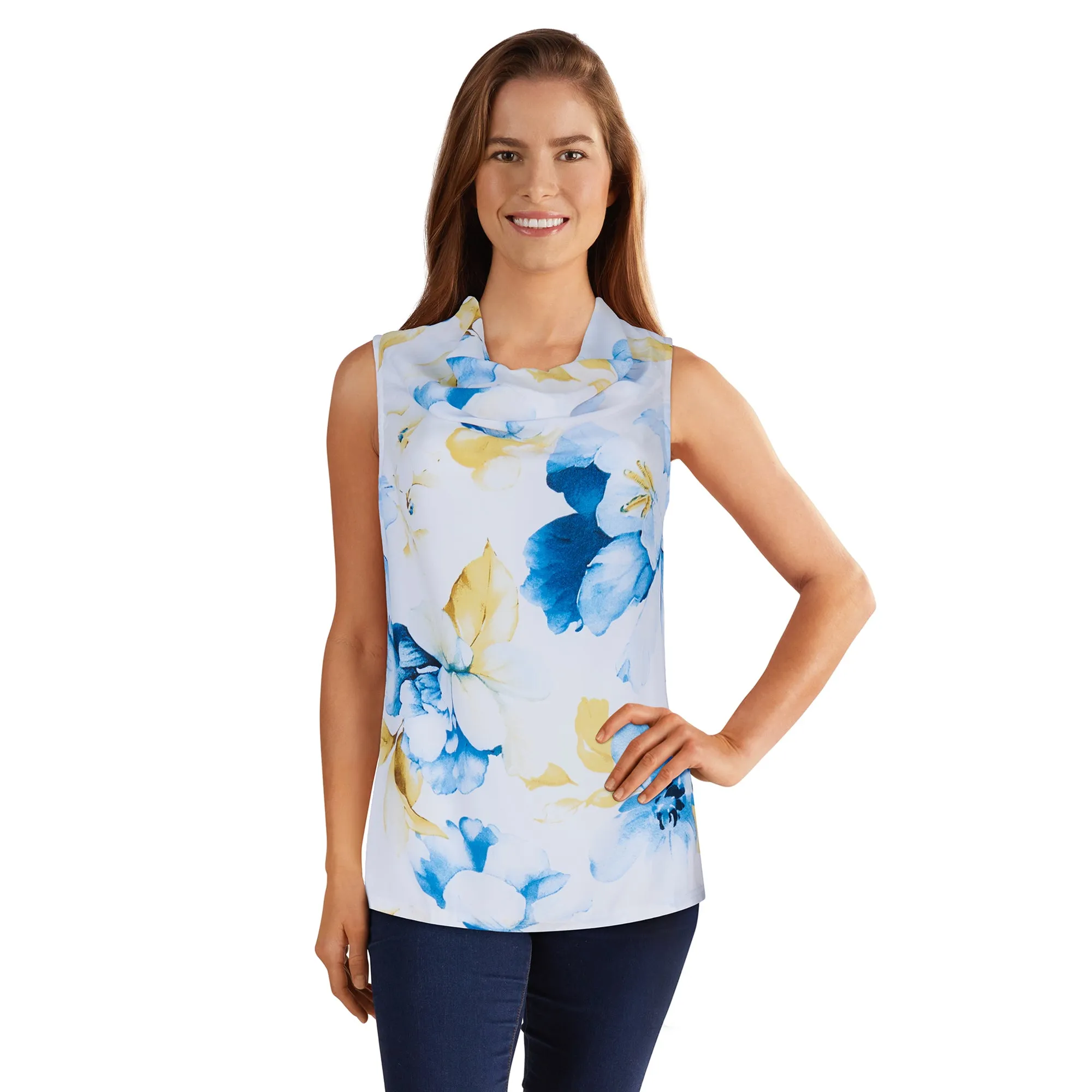 lily morgan Women's Tropical Sleeveless Cowl Neck Blouse sold by Giant Tiger