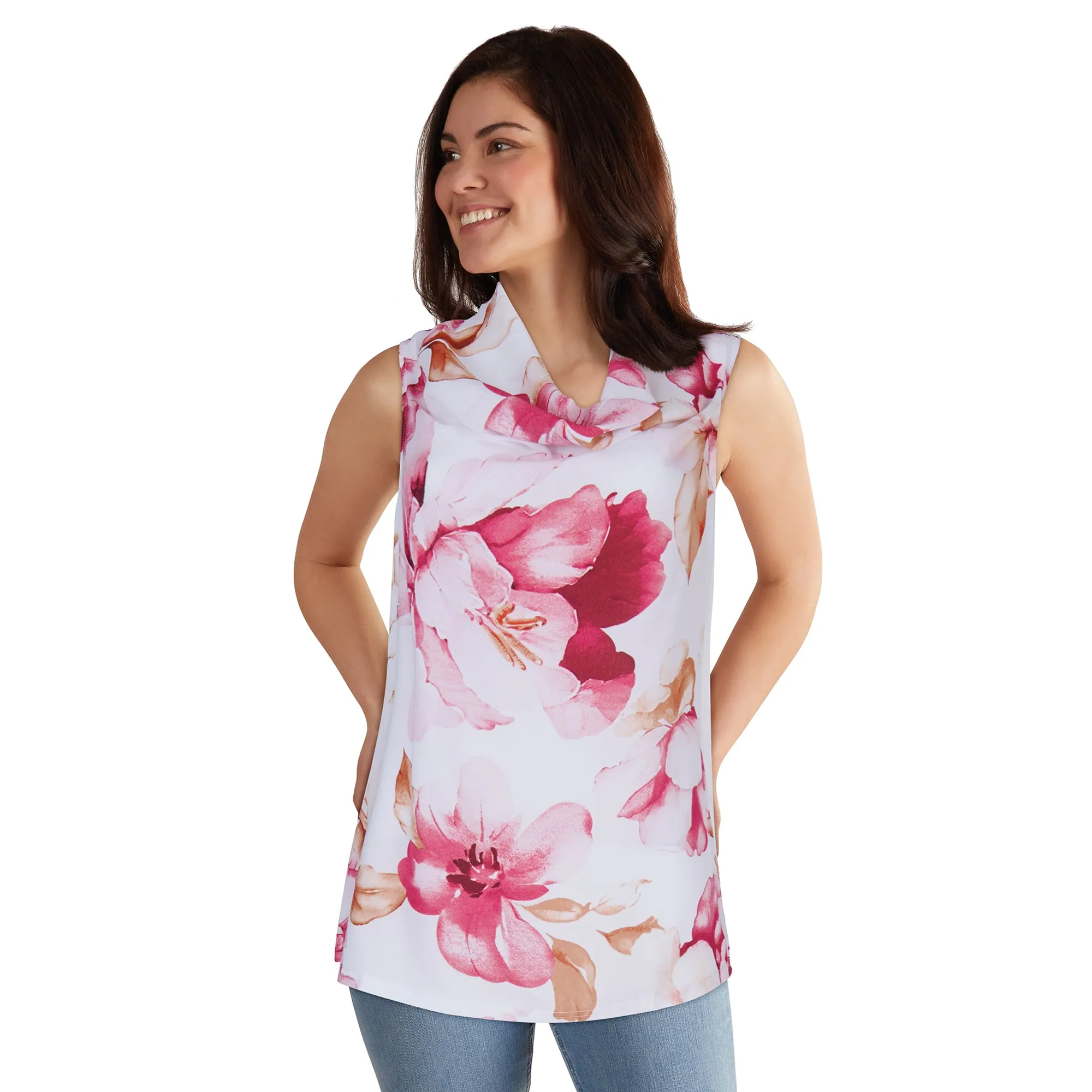 lily morgan Women's Tropical Sleeveless Cowl Neck Blouse sold by Giant Tiger product image thumbnail 2