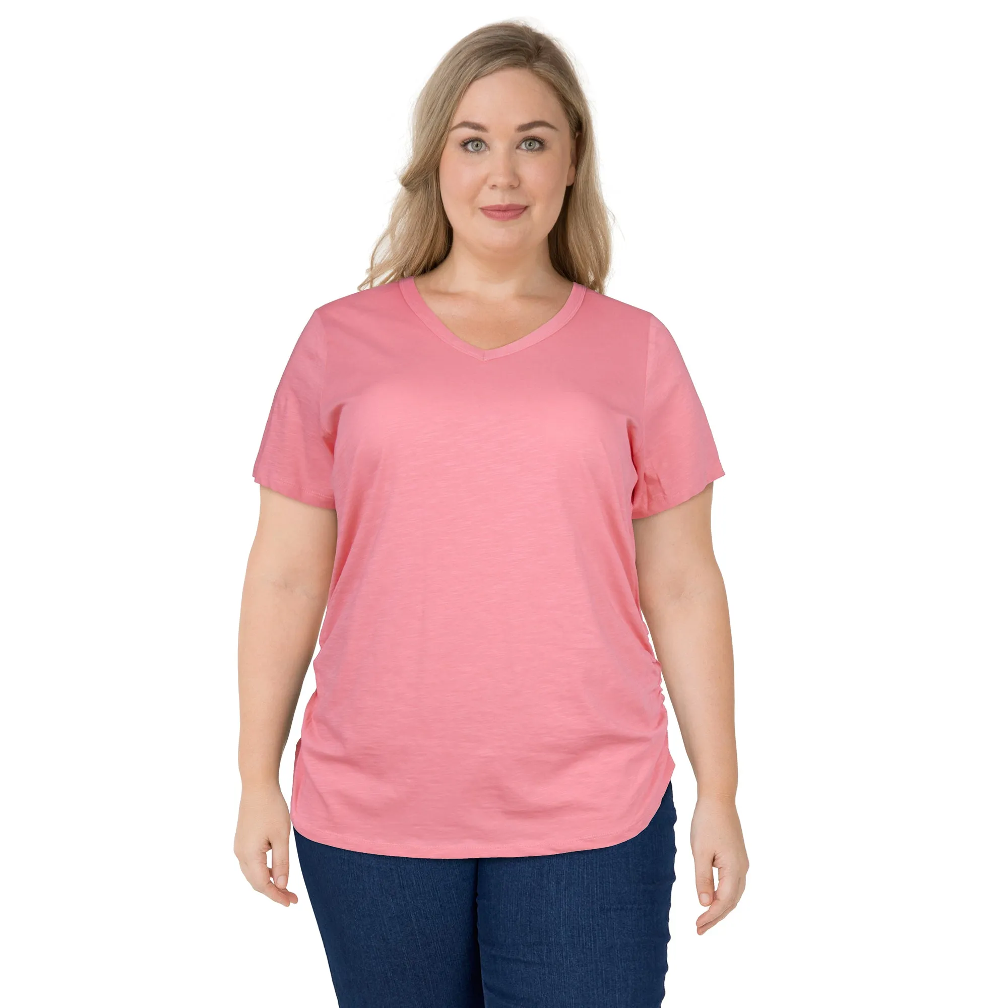 mySTYLE Women's Plus Festival Ruched Side V-Neck T-Shirt sold by Giant Tiger product image thumbnail 2