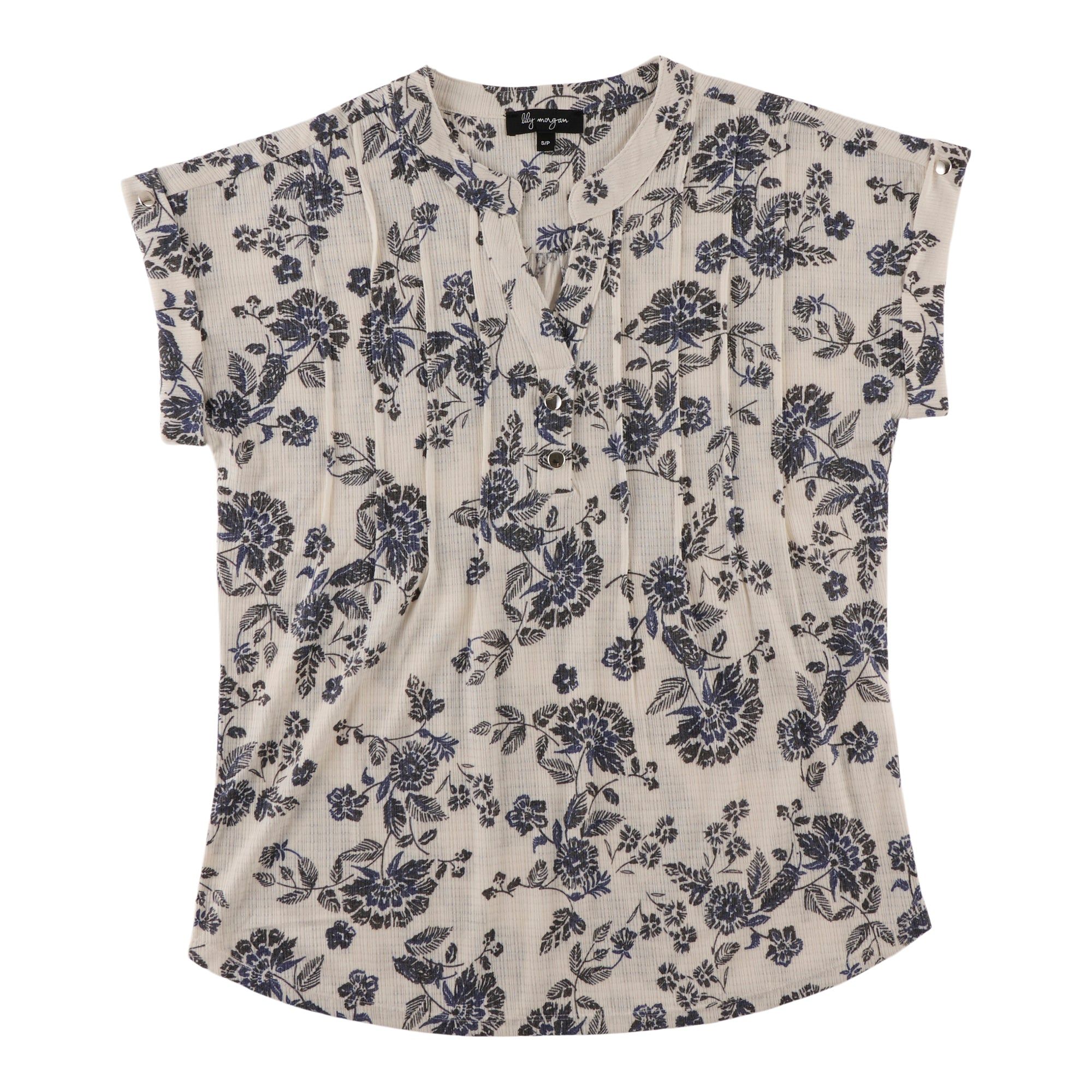 lily morgan Women's V-Neck Pintuck Detail Top sold by Giant Tiger