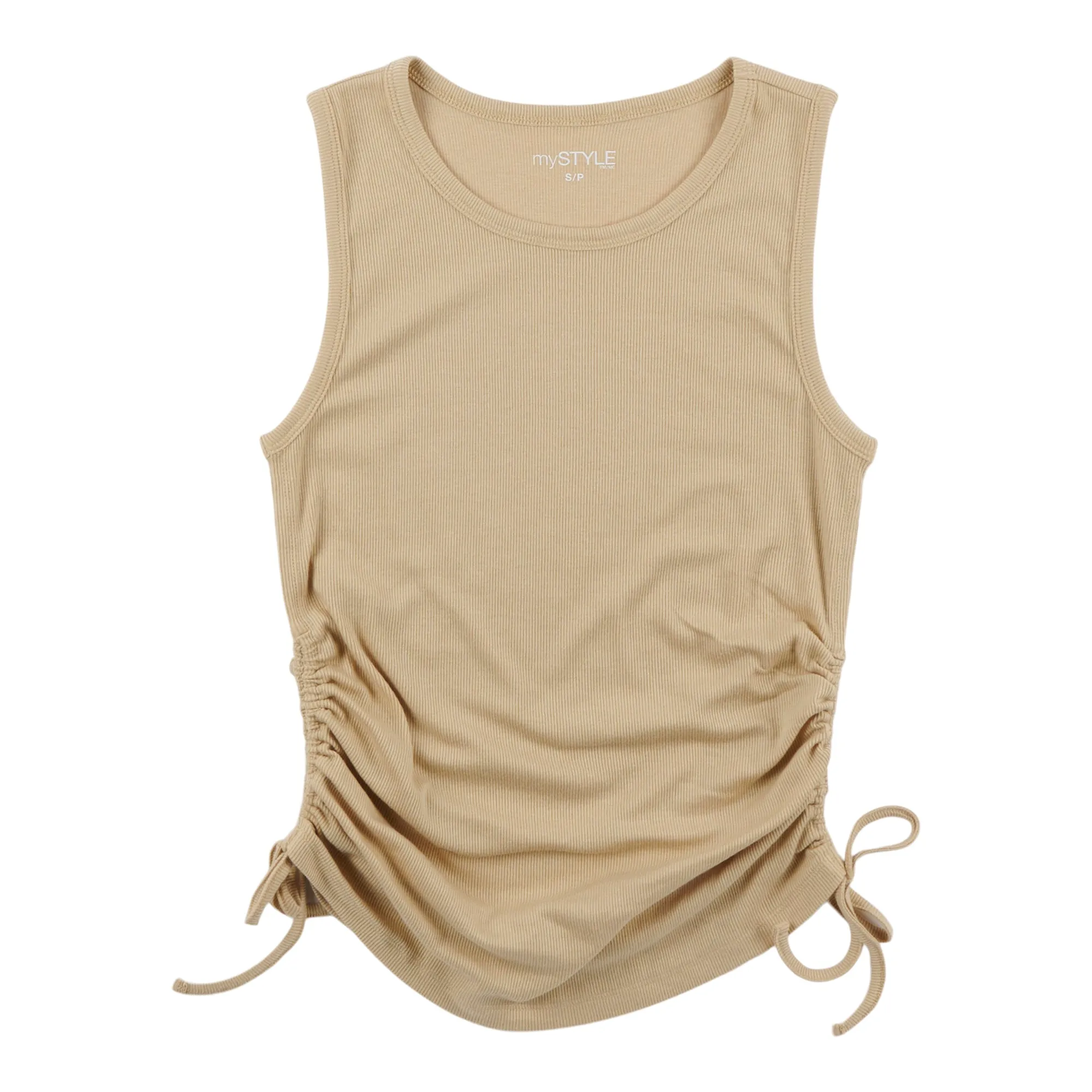 mySTYLE Women's Festival Ribbed Ruched Side Tank Top sold by Giant Tiger