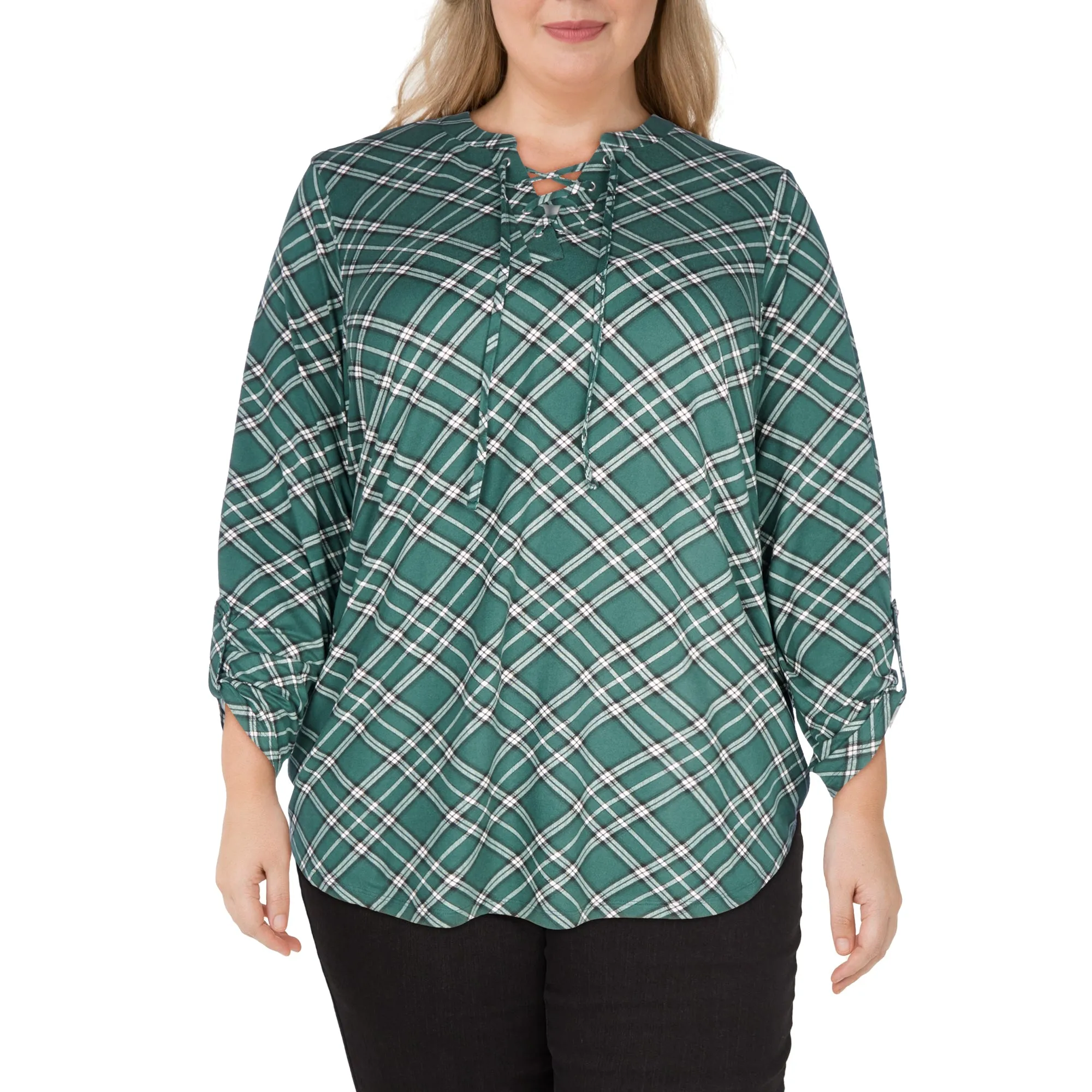 mySTYLE Women's Plus V-Neck Lace-up Blouse sold by Giant Tiger product image thumbnail 5