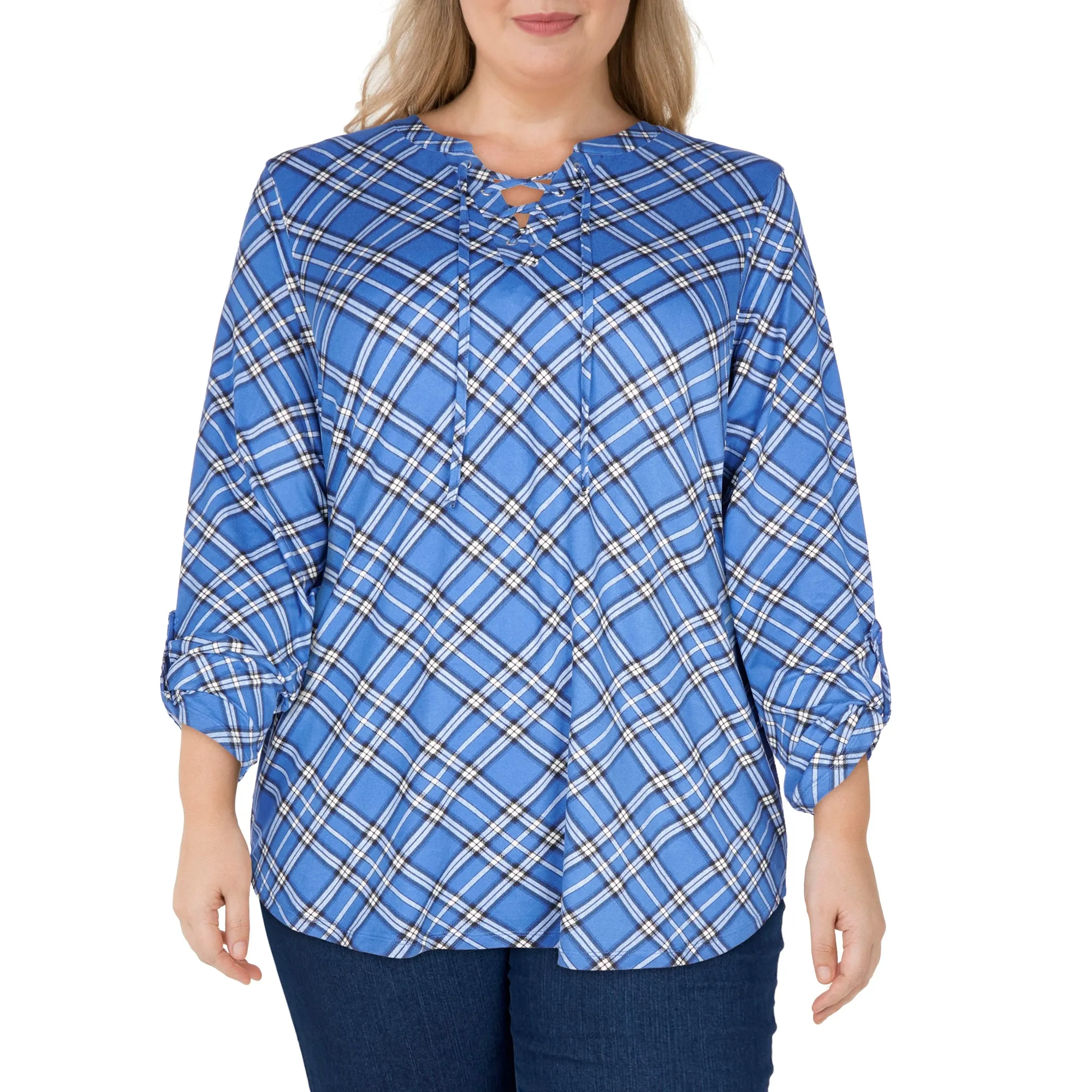 mySTYLE Women's Plus V-Neck Lace-up Blouse sold by Giant Tiger product image thumbnail 3