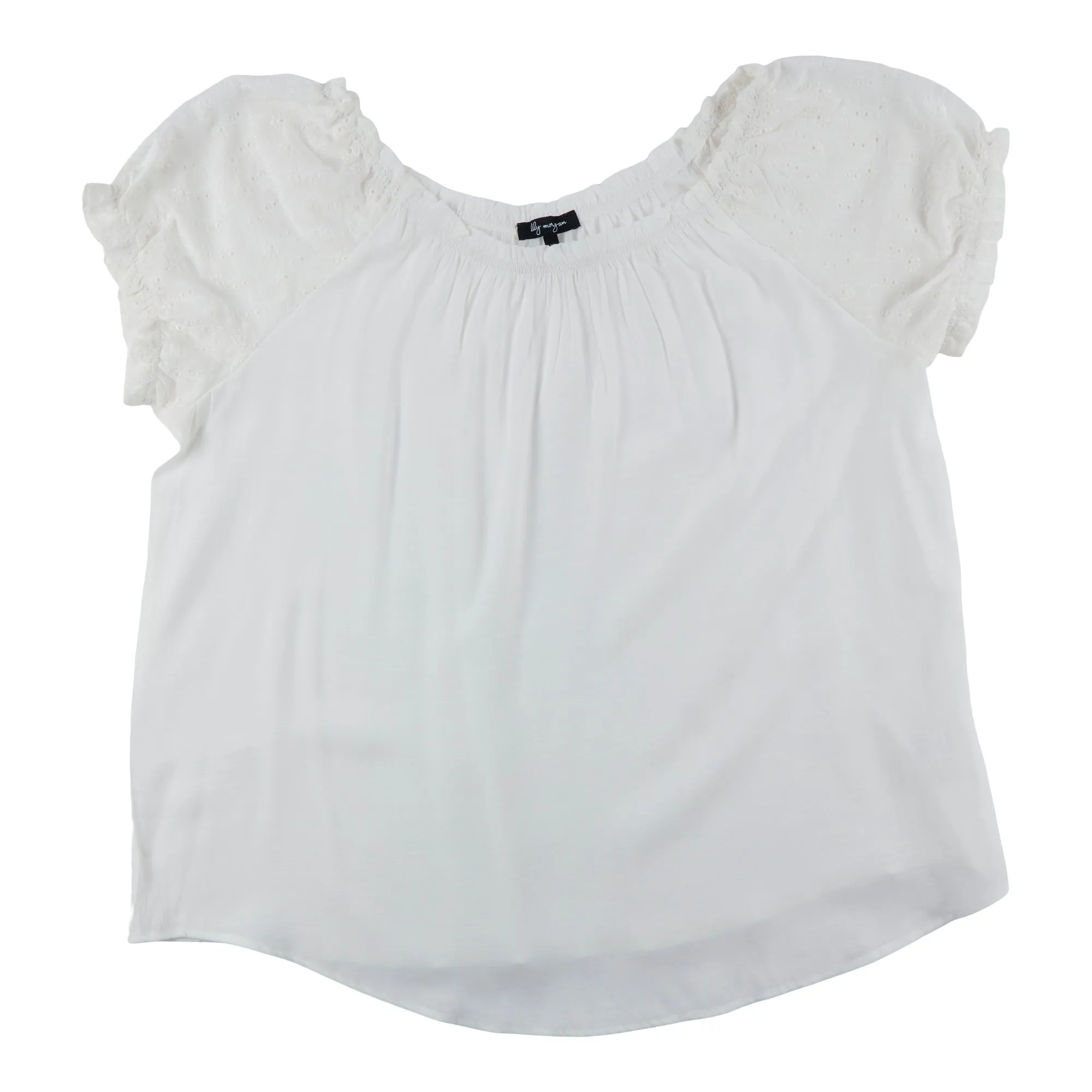 lily morgan Women's Plus Tropical Eyelet Sleeve Blouse sold by Giant Tiger