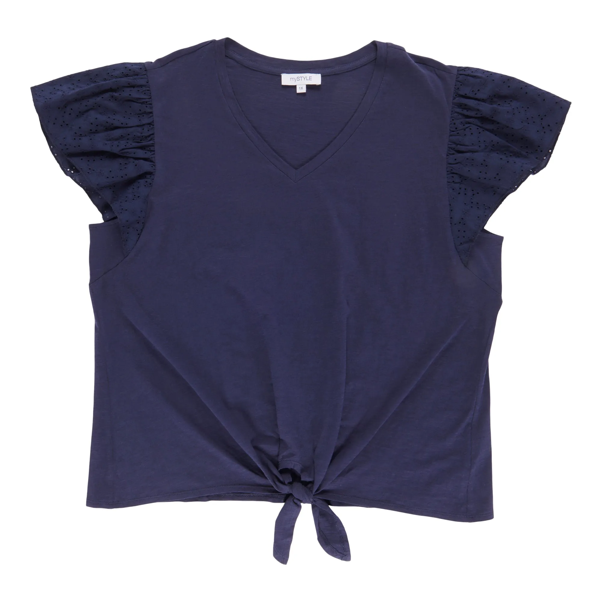 MySTYLE Women's Plus Seaside Short Sleeve Slub Tee with Drawstring sold by Giant Tiger