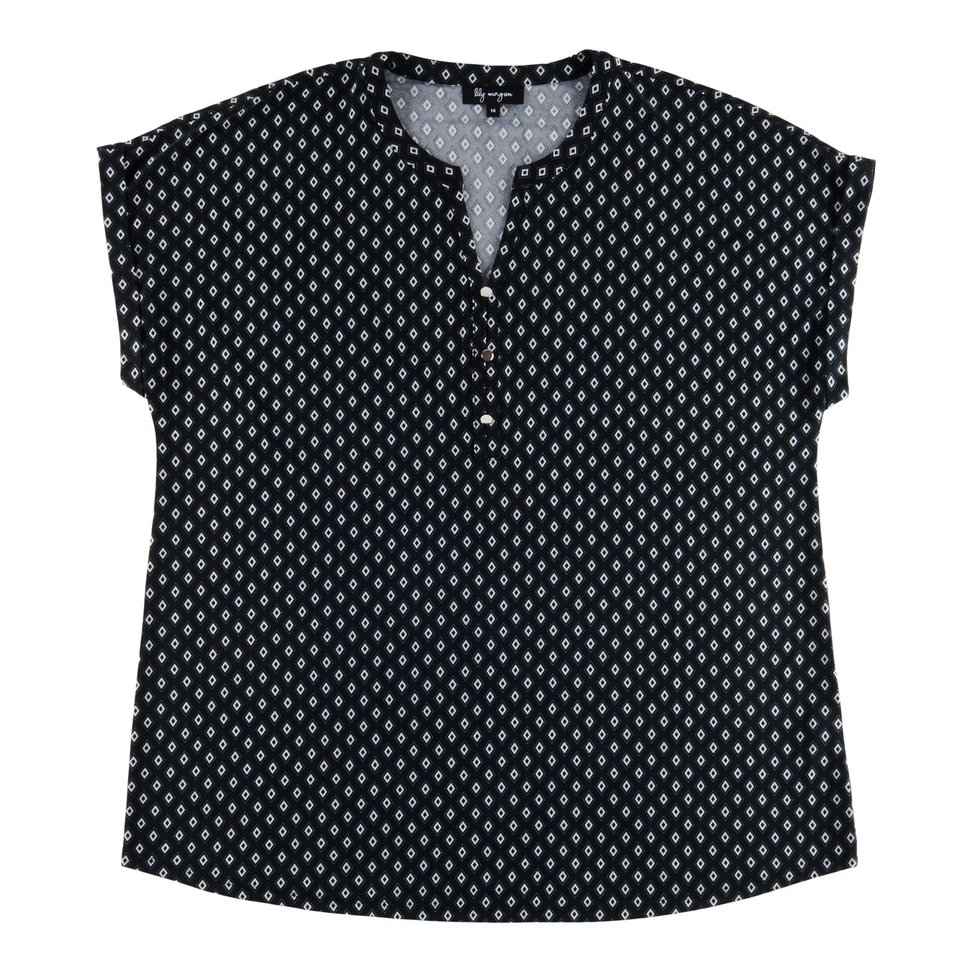 lily morgan Women's Plus City Chic Printed Front Button Top sold by Giant Tiger