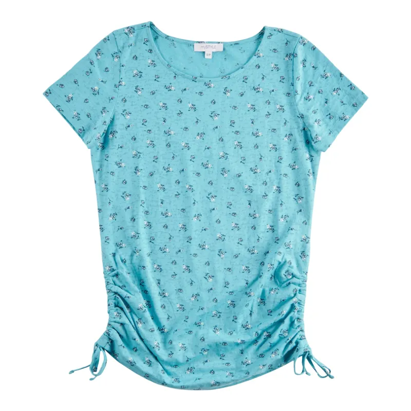 mySTYLE Women's Seaside Printed Ruched Burnout T-Shirt sold by Giant Tiger
