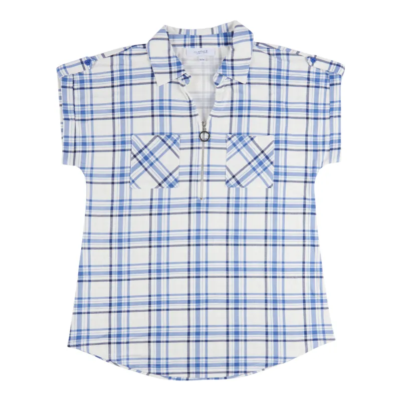 mySTYLE Women's Street Smart Plaid Cap Sleeve Top sold by Giant Tiger
