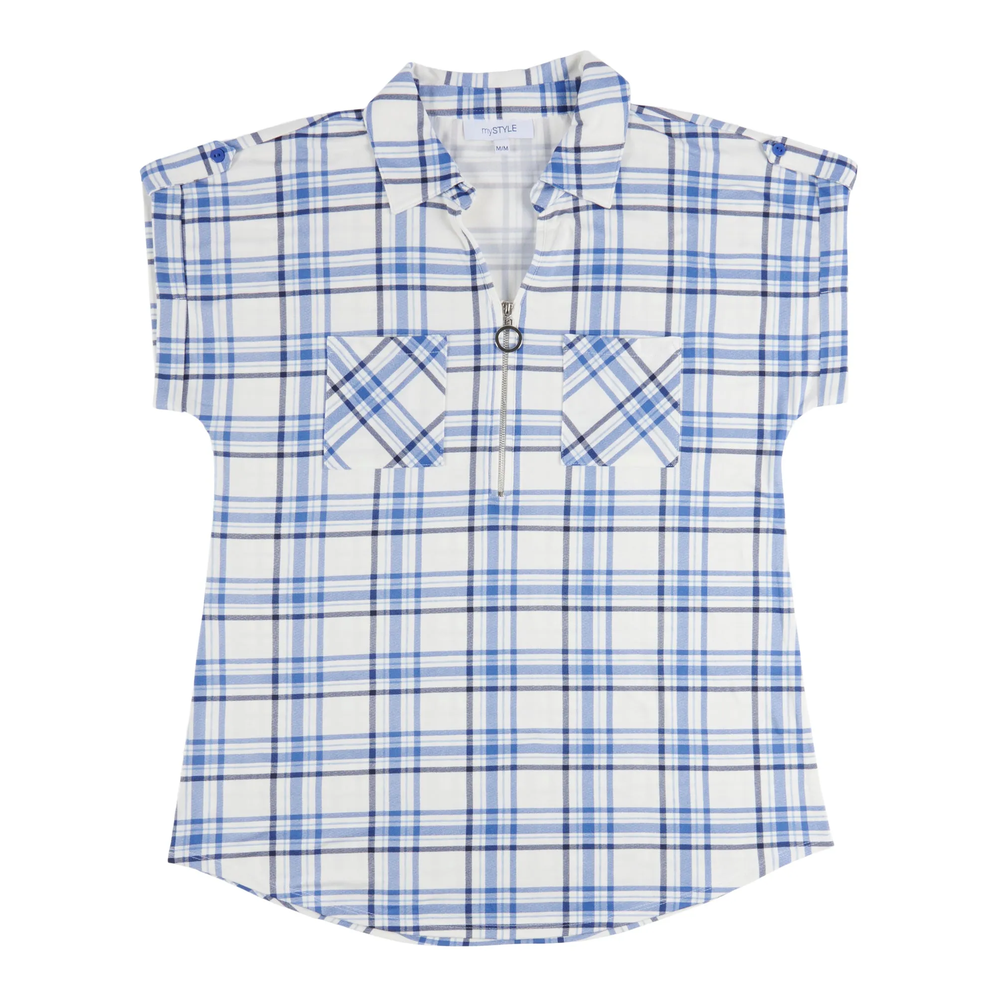 mySTYLE Women's Street Smart Plaid Cap Sleeve Top sold by Giant Tiger