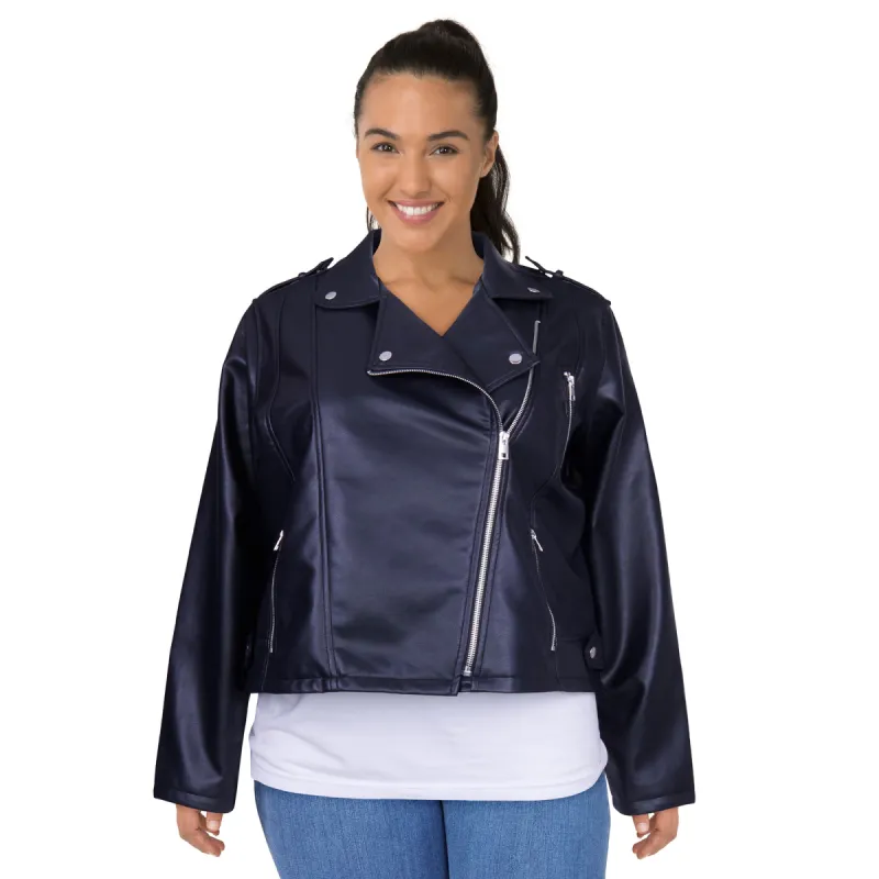 mySTYLE Women's Plus Faux Leather Moto Jacket sold by Giant Tiger