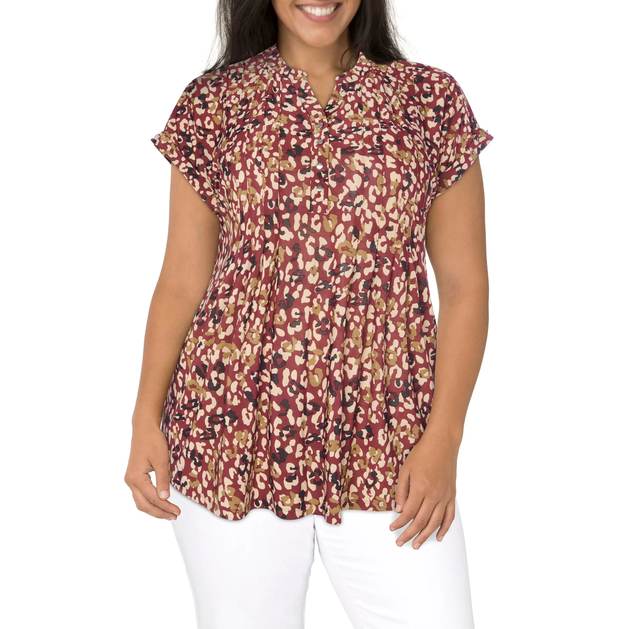lily morgan Women's Plus Trendsetters Printed Pintuck Top sold by Giant Tiger product image thumbnail 3