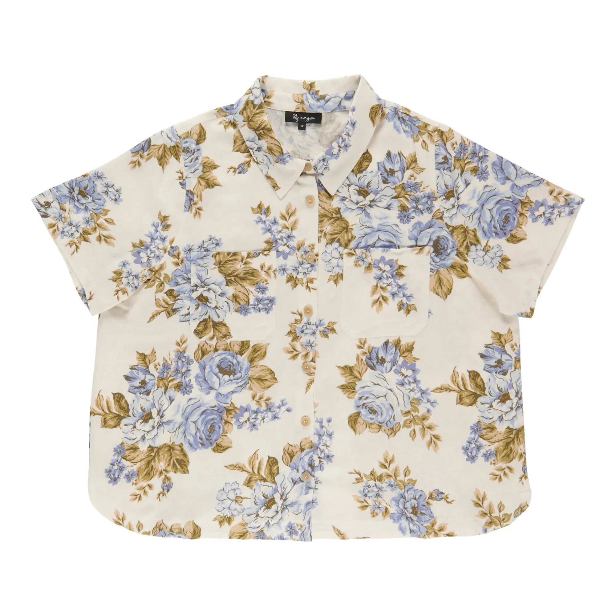 lily morgan Women's Plus Printed Linen Blend Blouse sold by Giant Tiger