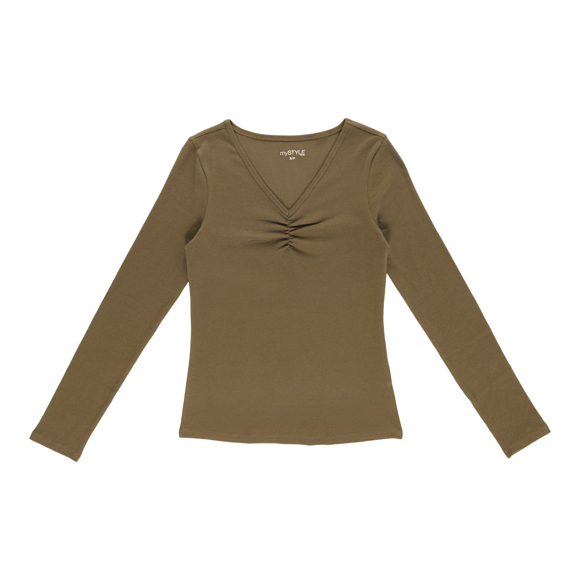 mySTYLE Women's V-Neck Ruched Long Sleeve Tee sold by Giant Tiger product image thumbnail 2