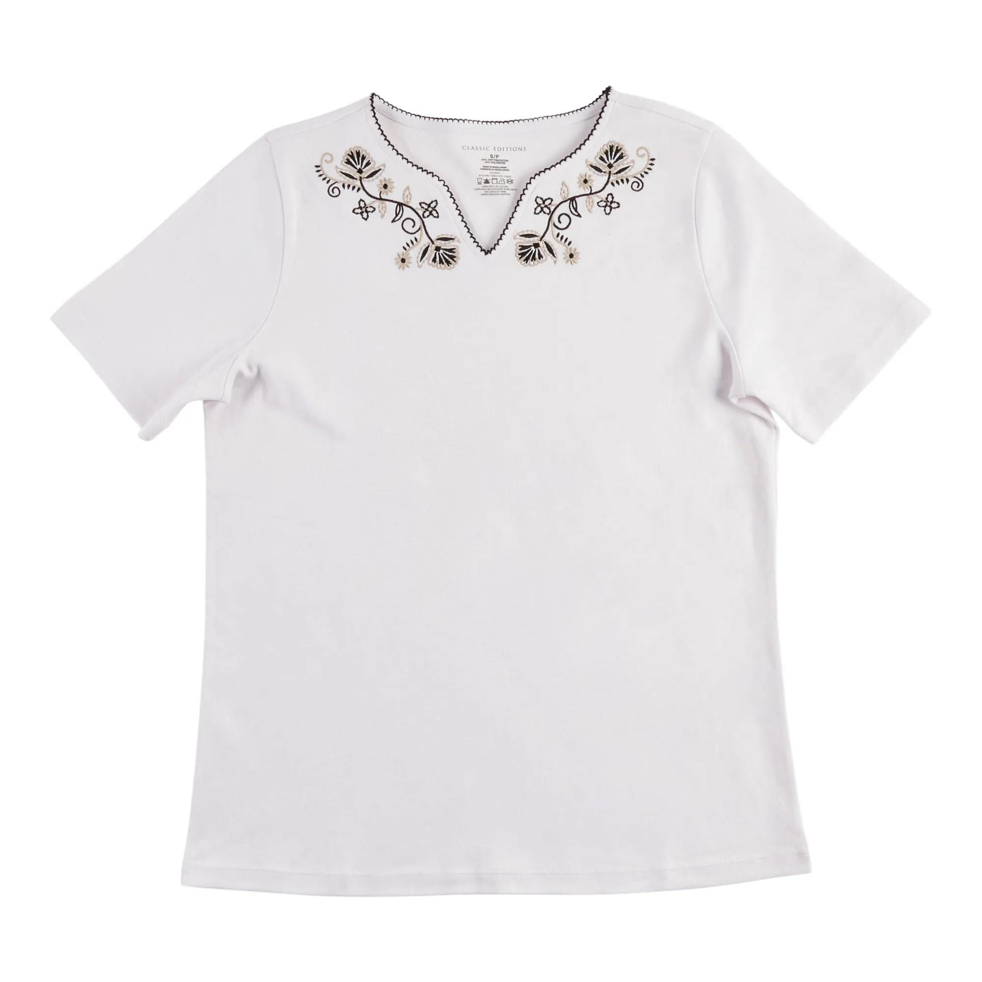 Classic Editions Women's Summer Look Short Sleeve Top with Neck Embroidery sold by Giant Tiger product image thumbnail 2