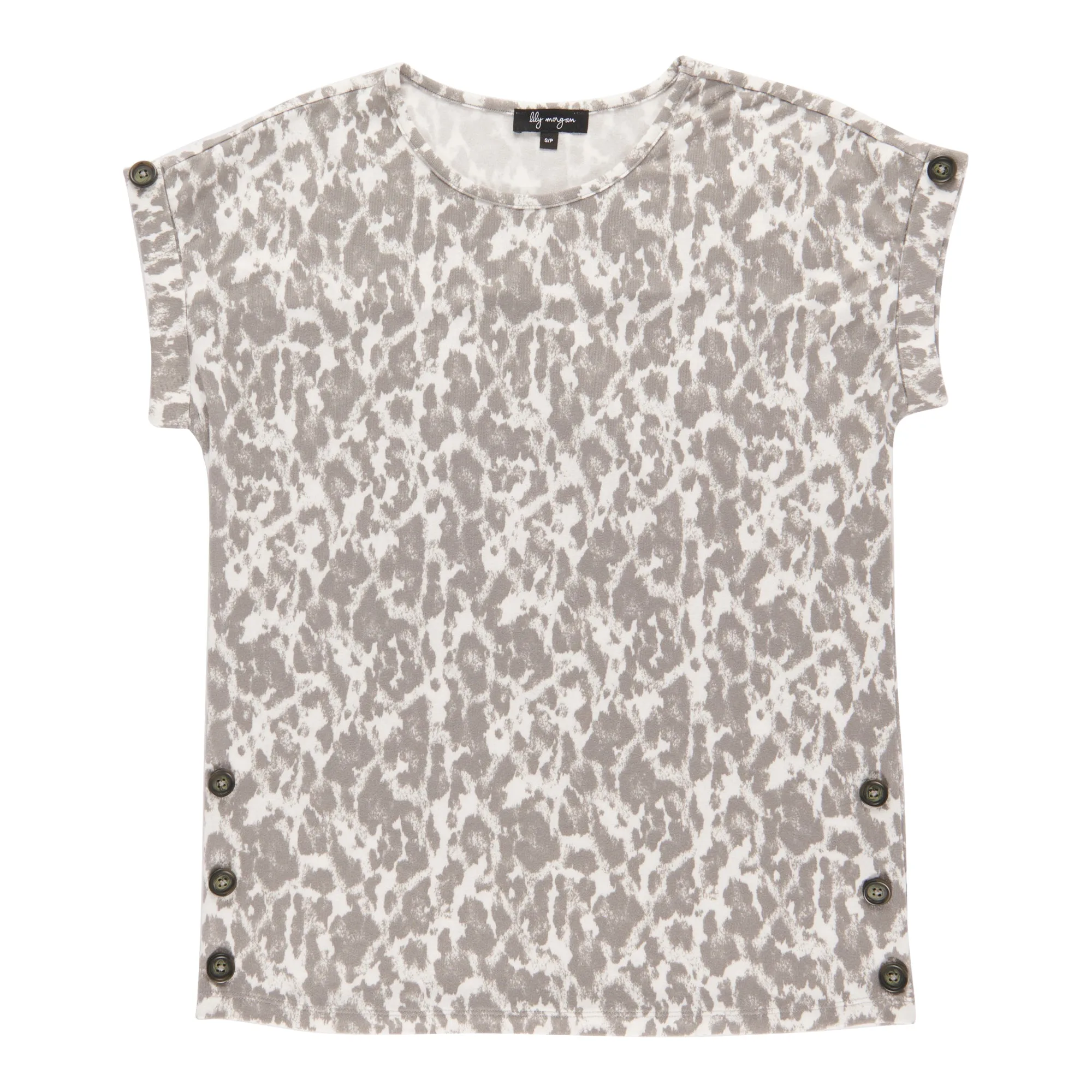 lily morgan Women's Printed Button Detail Snit Top sold by Giant Tiger product image thumbnail 3