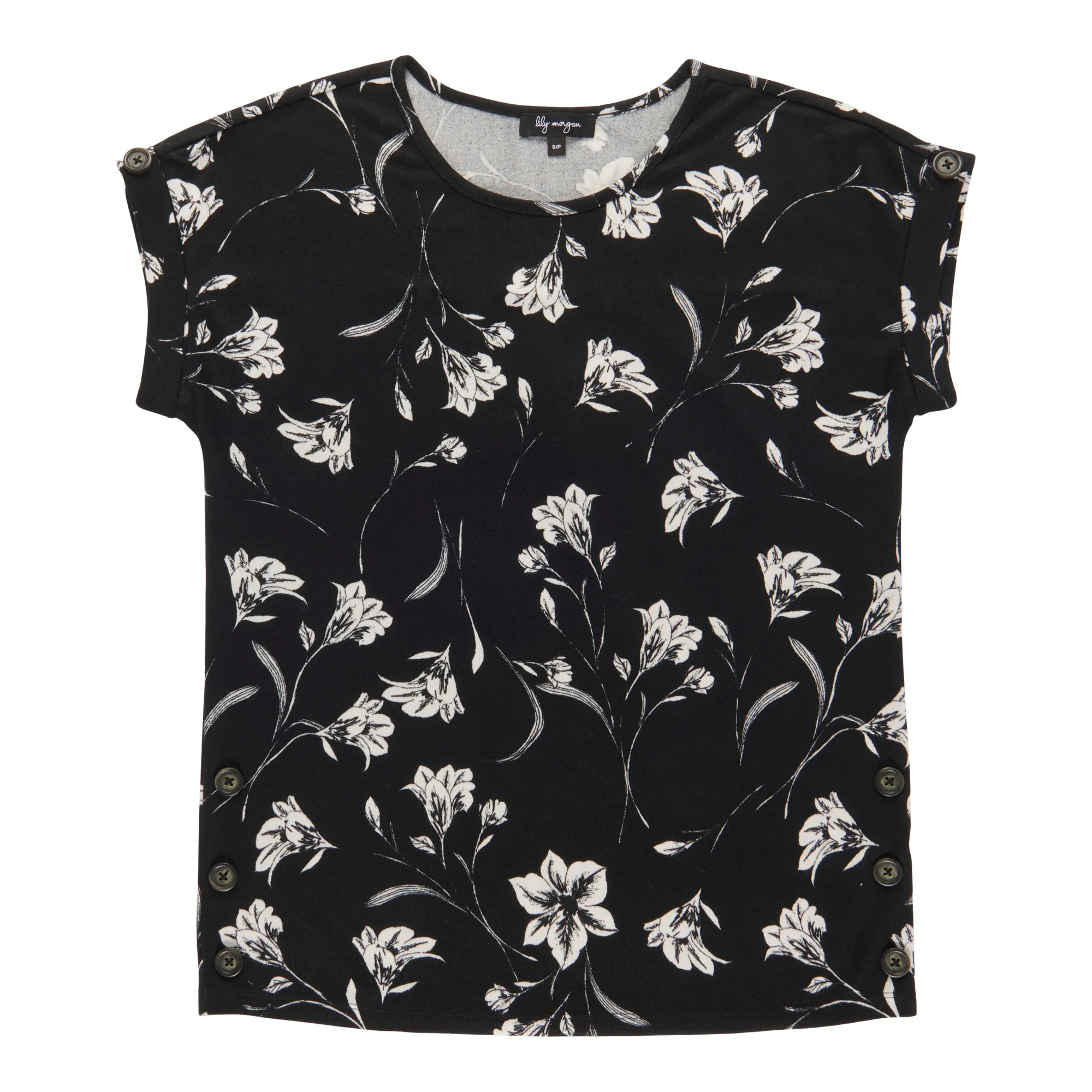 lily morgan Women's Printed Button Detail Snit Top sold by Giant Tiger