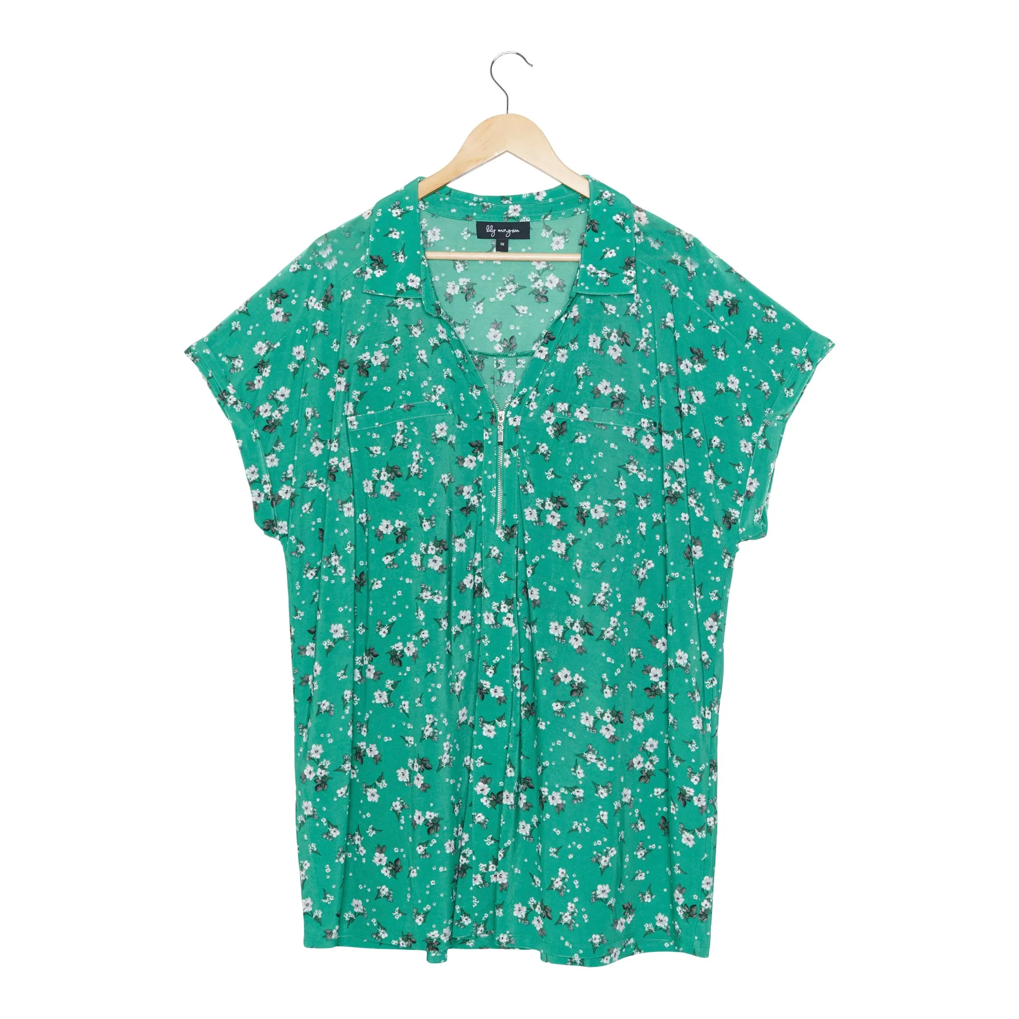 lily morgan Women's Plus Spring Flair Printed Zip Front Top sold by Giant Tiger product image thumbnail 5