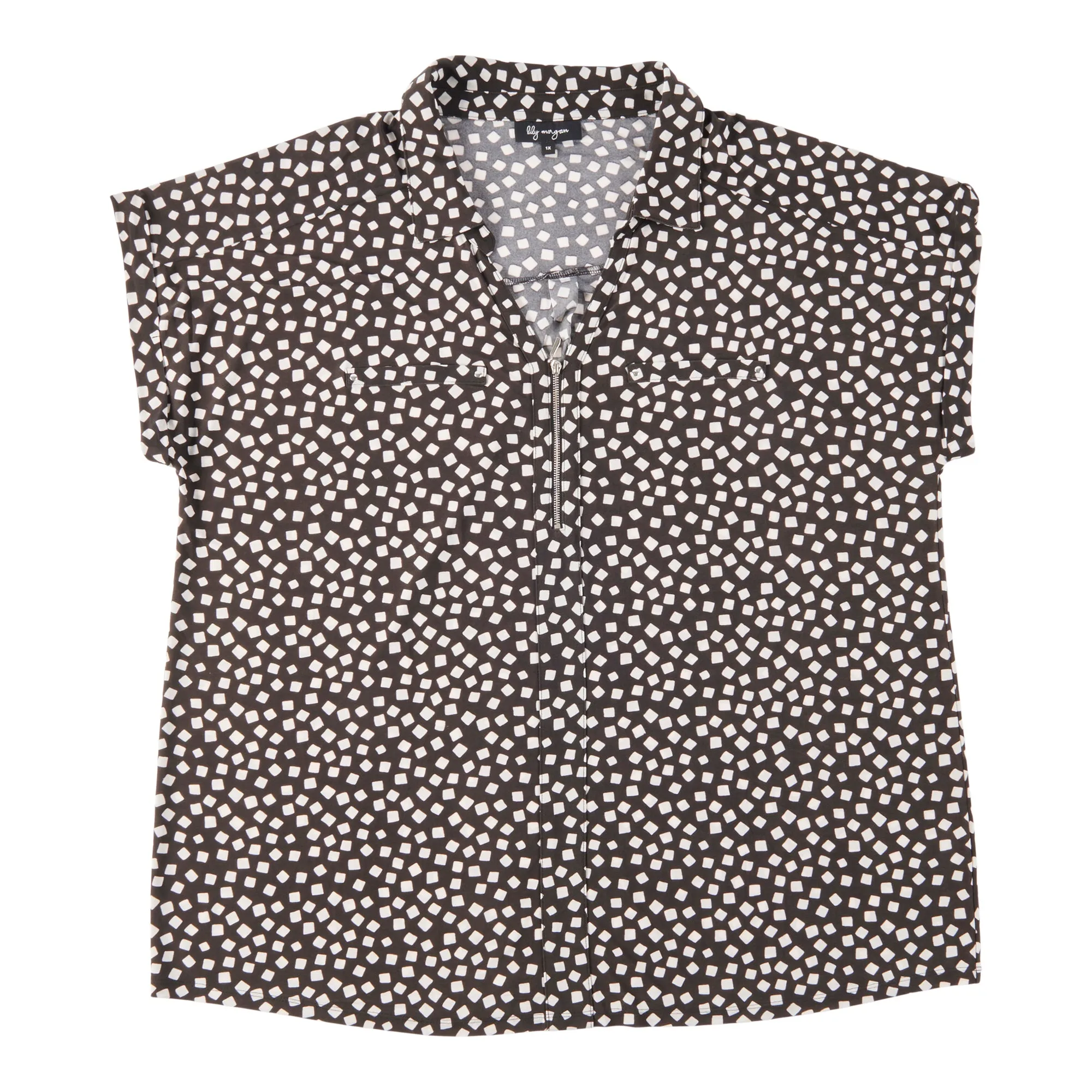 lily morgan Women's Plus Spring Flair Printed Zip Front Top sold by Giant Tiger product image thumbnail 3