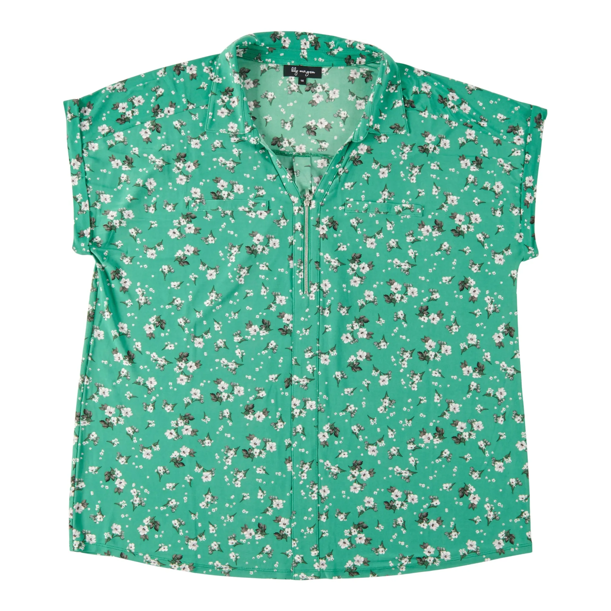 lily morgan Women's Plus Spring Flair Printed Zip Front Top sold by Giant Tiger product image thumbnail 4