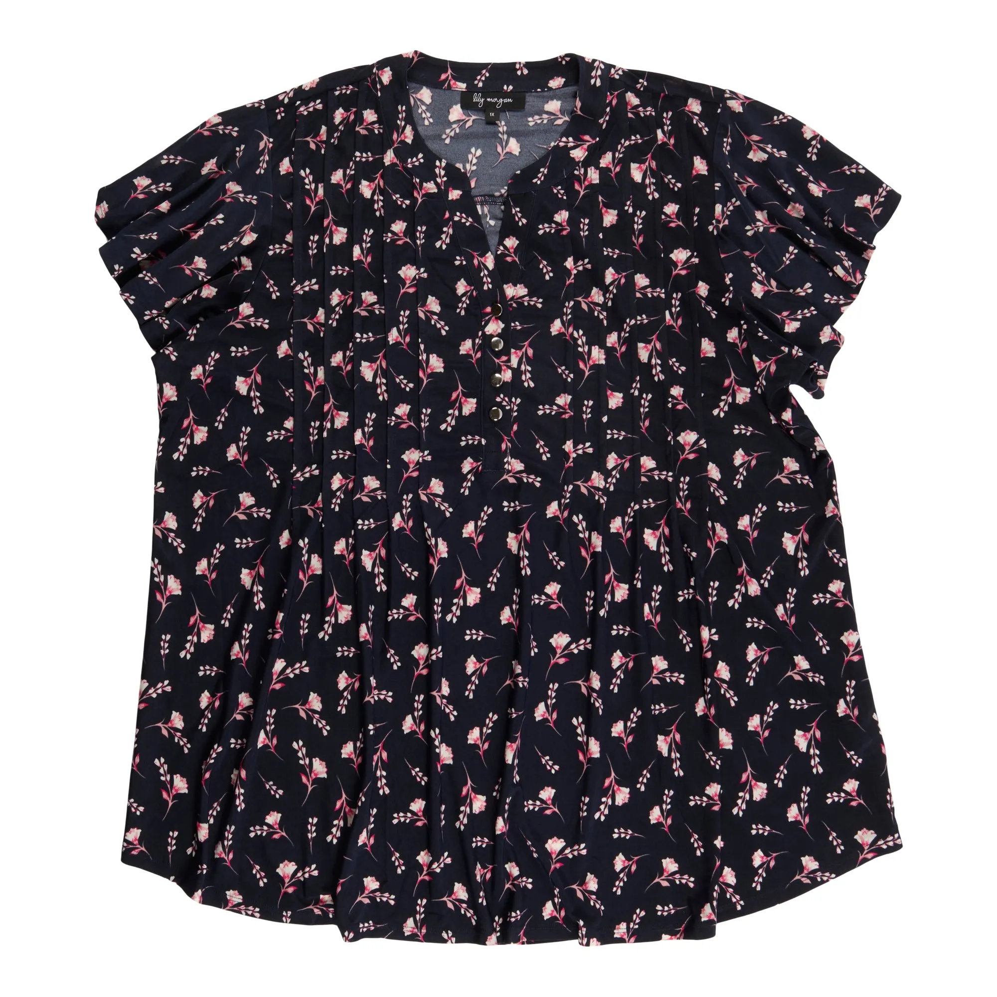 lily morgan Women's Plus V-Neck Pintuck Blouse sold by Giant Tiger product image thumbnail 2