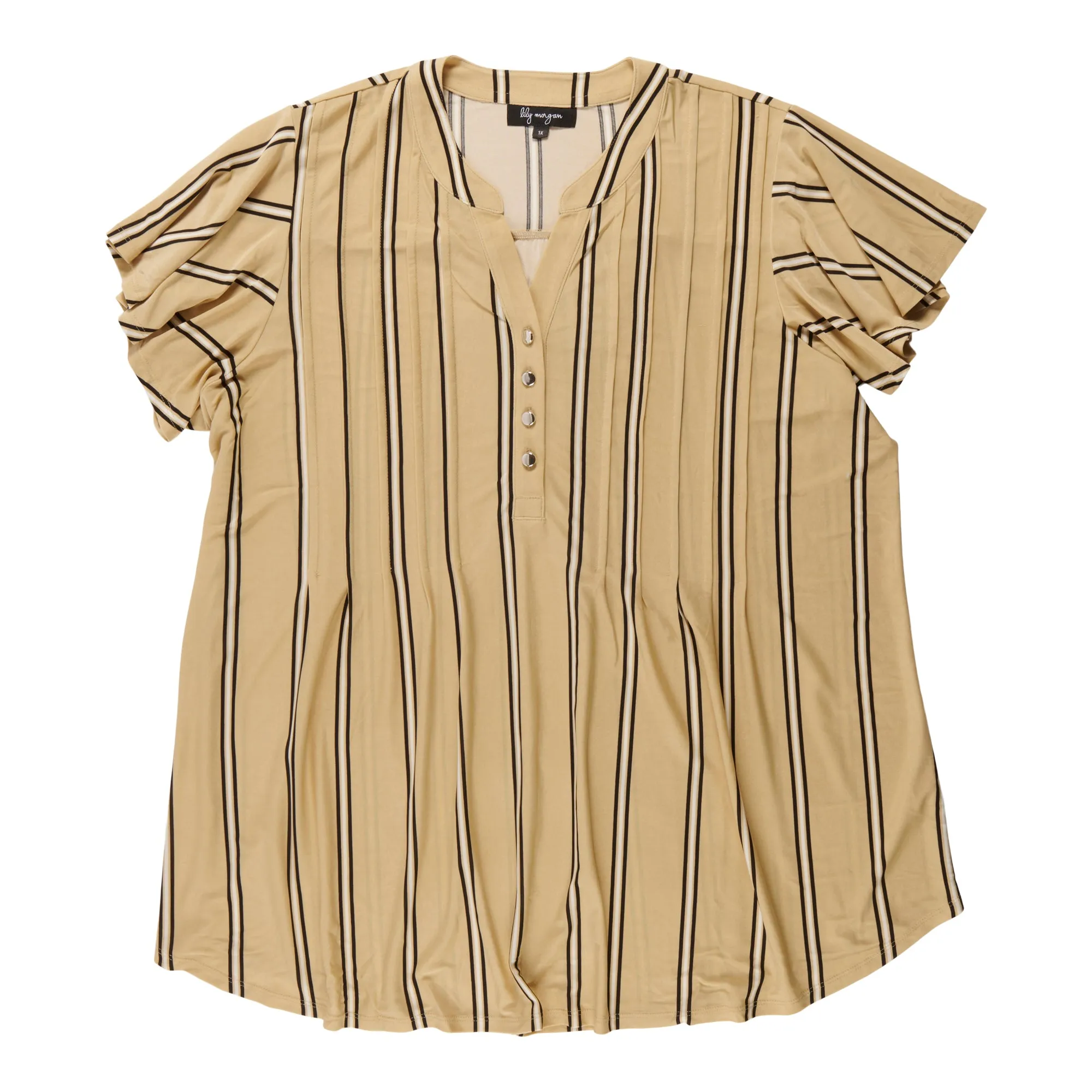 lily morgan Women's Plus V-Neck Pintuck Blouse sold by Giant Tiger