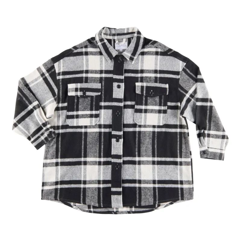 mySTYLE Women's Plus New Wave Plaid Shacket sold by Giant Tiger