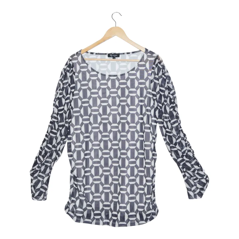 lily morgan Women's Plus Spring Bloom Ruched Mesh Top sold by Giant Tiger