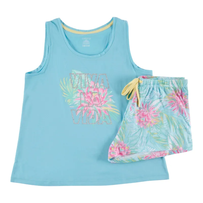 Carisma Women's Summer Tropics Graphic Print Tank Top Boxer Set, 2-piece sold by Giant Tiger