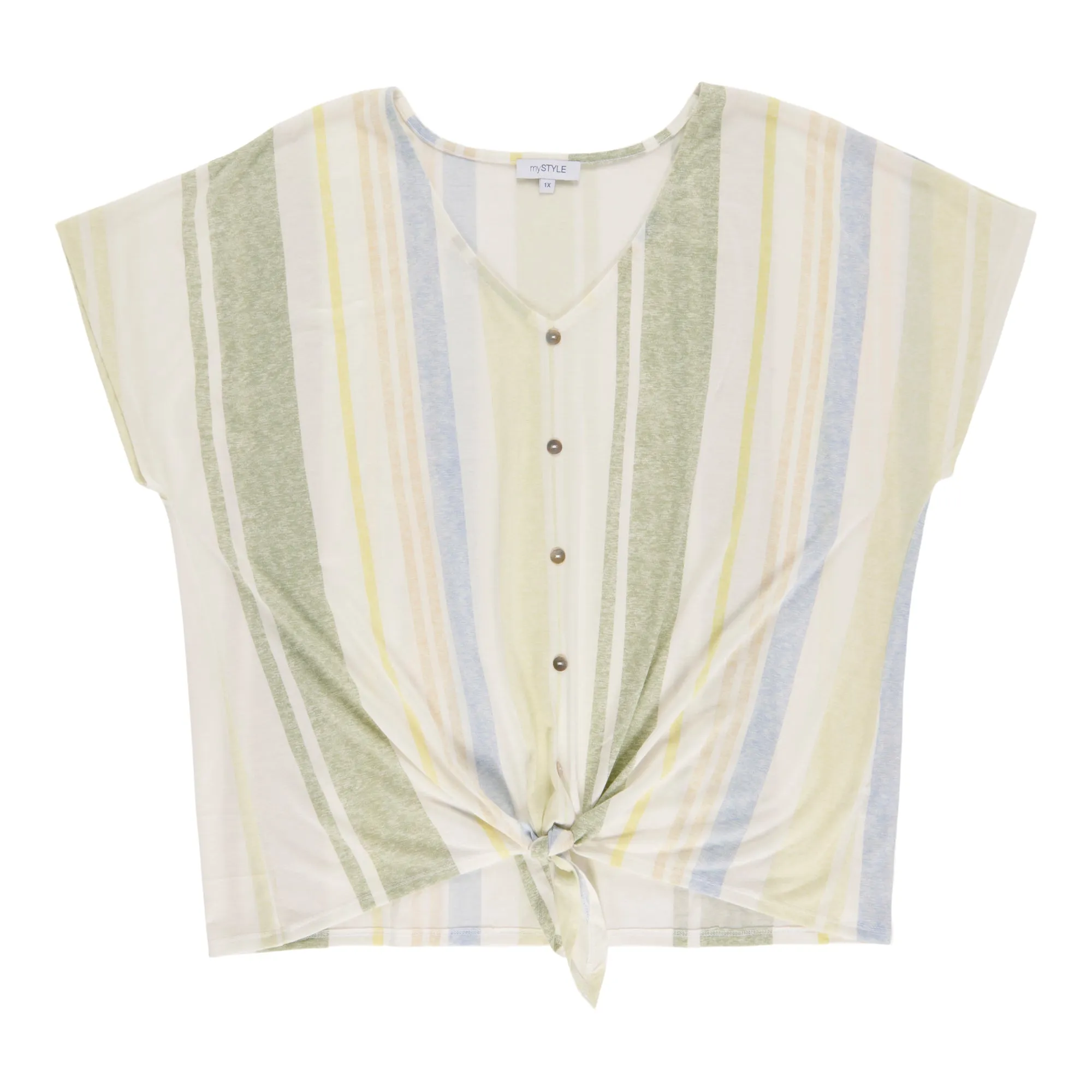 mySTYLE Women's Plus Festival Striped Front Knot Top sold by Giant Tiger product image thumbnail 2