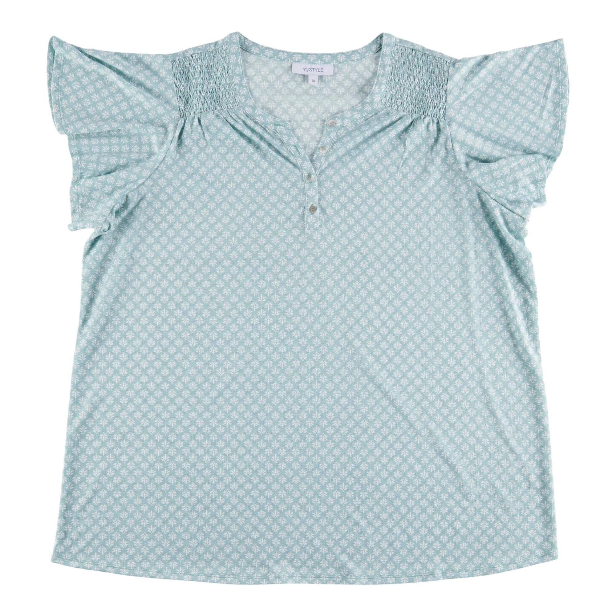 mySTYLE Women's Plus Festival Printed Flutter Top sold by Giant Tiger product image thumbnail 3