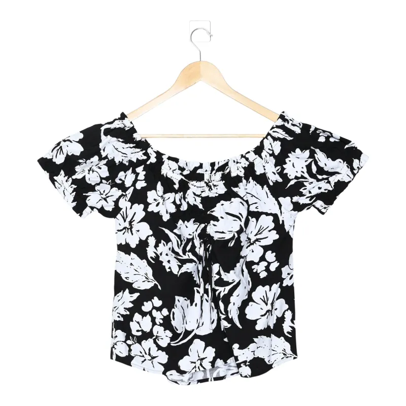 lily morgan Women's Tropical Ruched Off the Shoulder Blouse sold by Giant Tiger