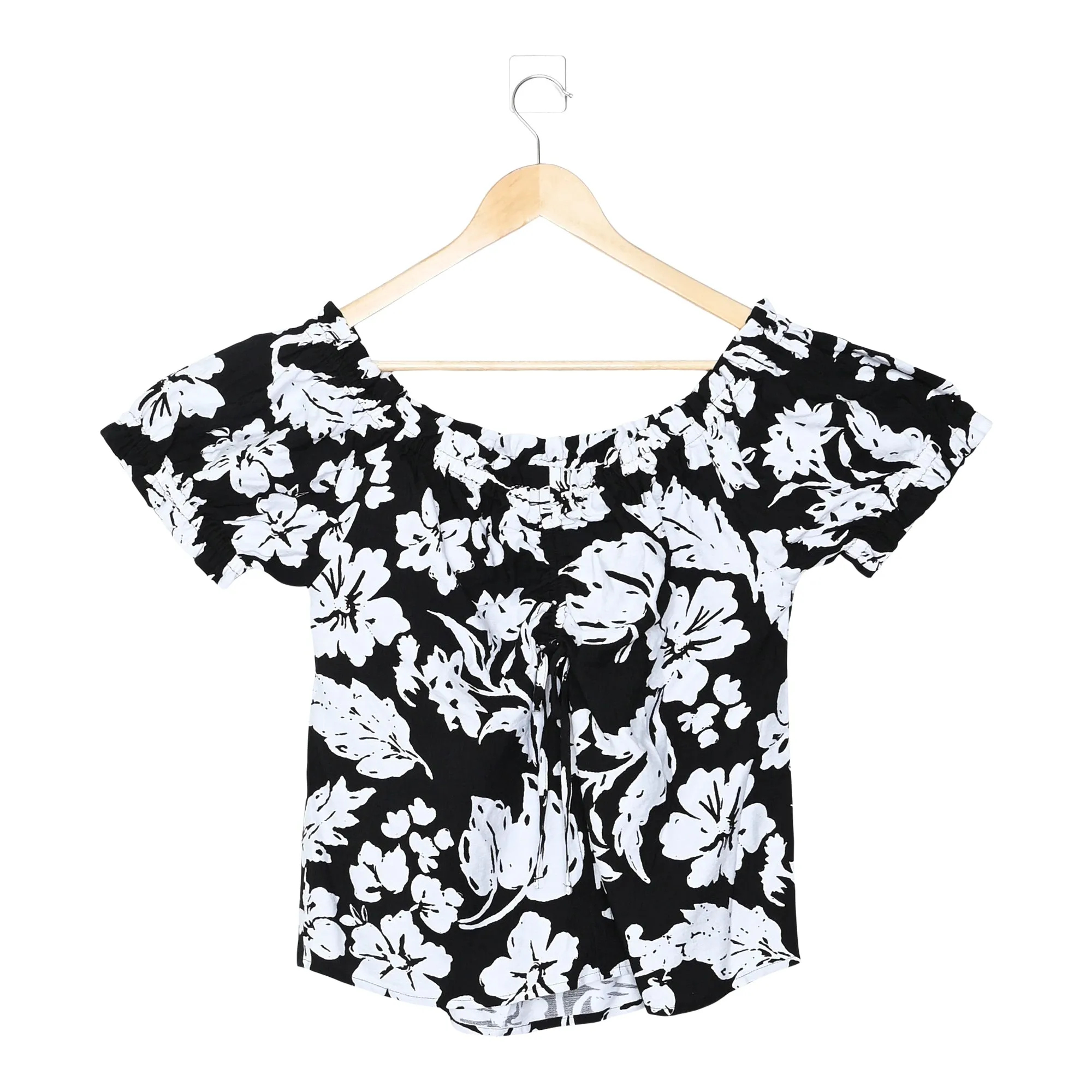 lily morgan Women's Tropical Ruched Off the Shoulder Blouse sold by Giant Tiger