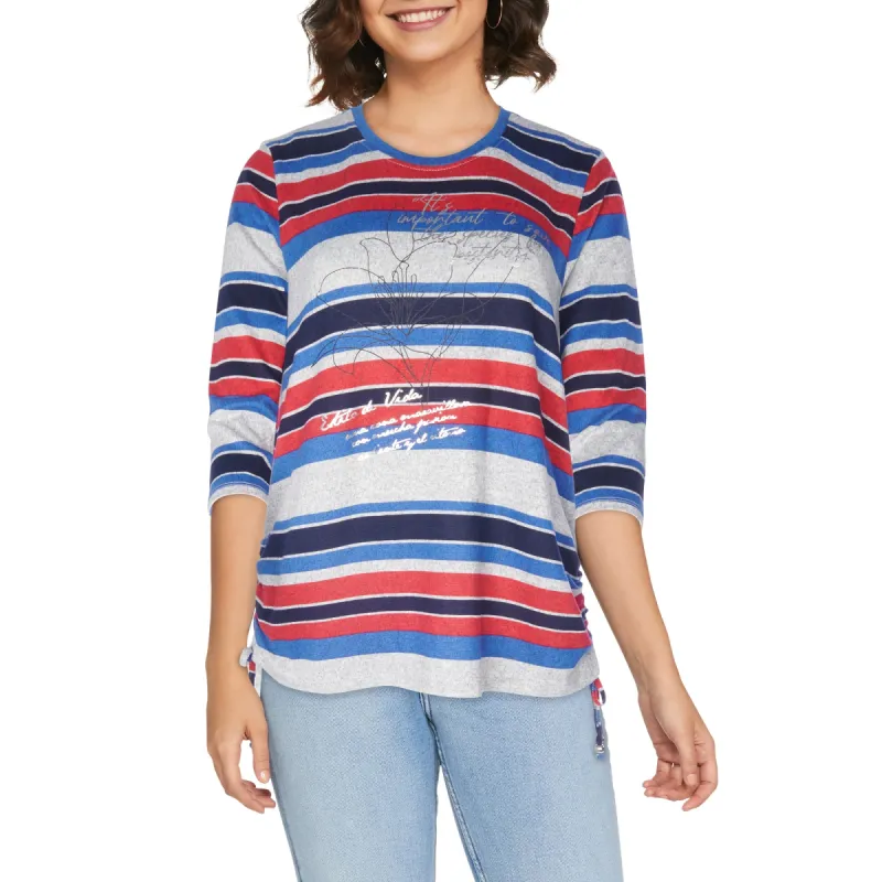Classic Editions Women's Classic Flair 3/4 Sleeve Striped Snit Top made by Giant Tiger