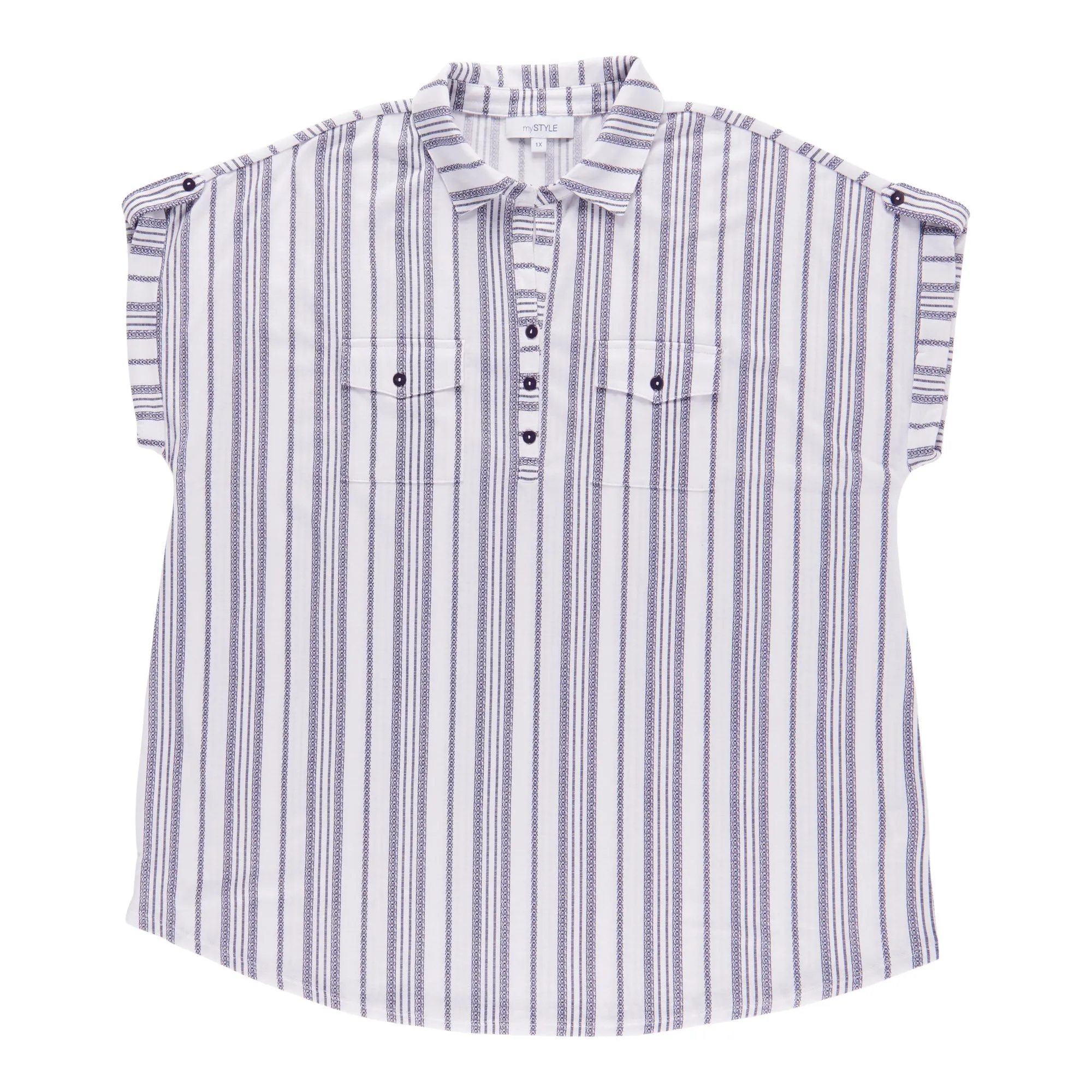 mySTYLE Women's Plus Mykonos Stripe Knit Top sold by Giant Tiger product image thumbnail 2