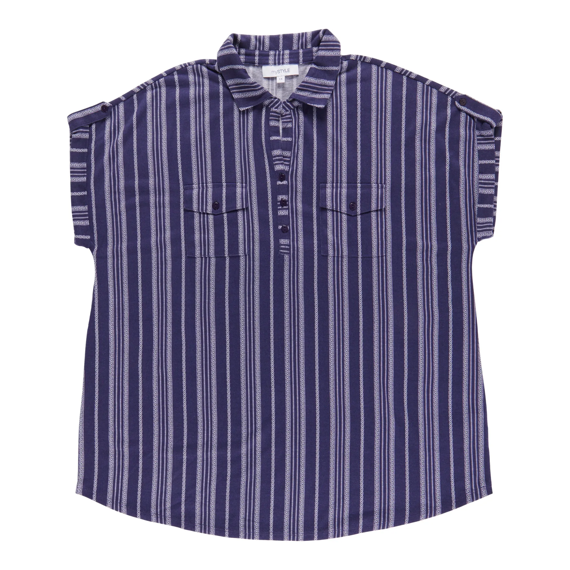 mySTYLE Women's Plus Mykonos Stripe Knit Top sold by Giant Tiger