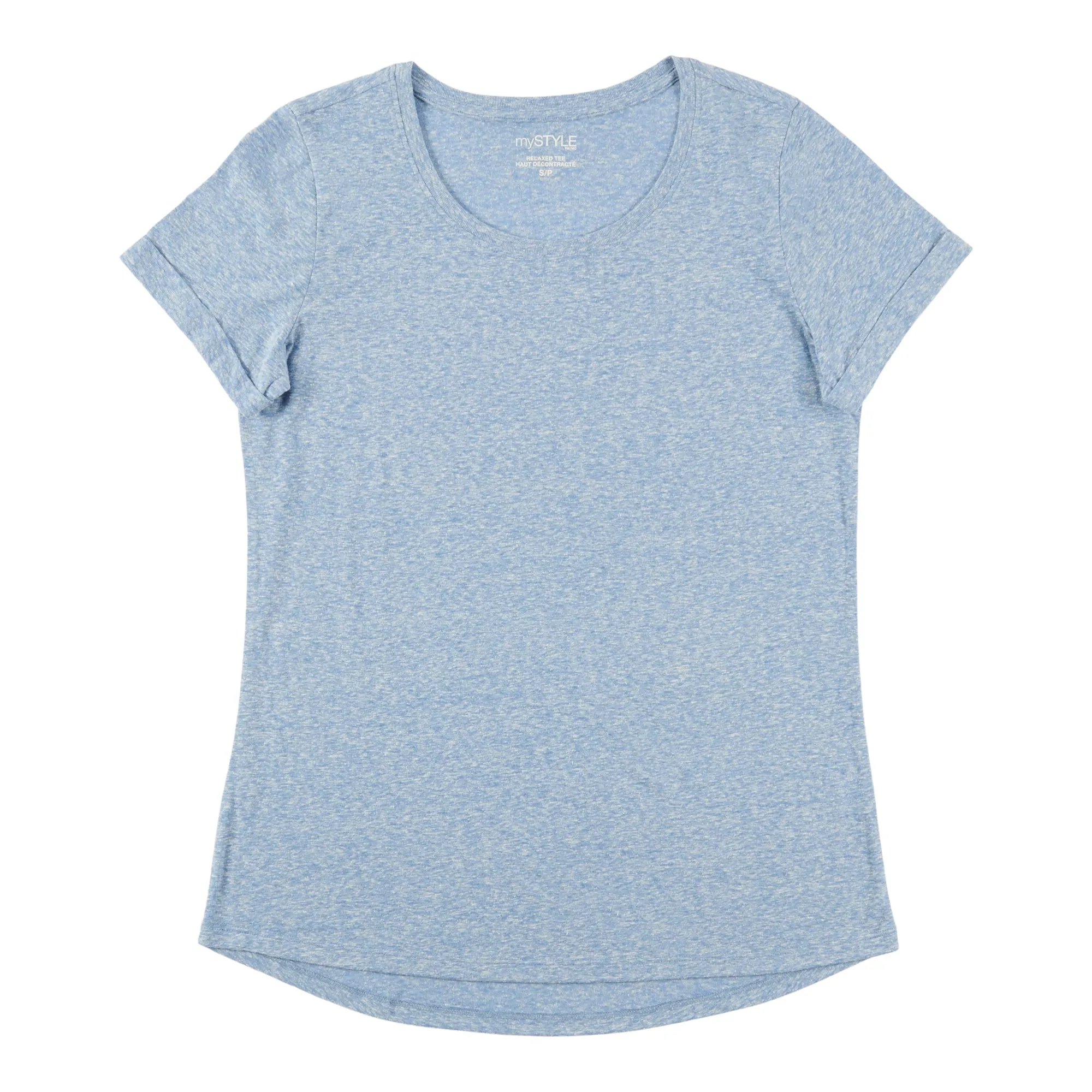 mySTYLE Women's Relaxed Fashion Scoop Neck T-Shirt with Rolled Sleeves sold by Giant Tiger