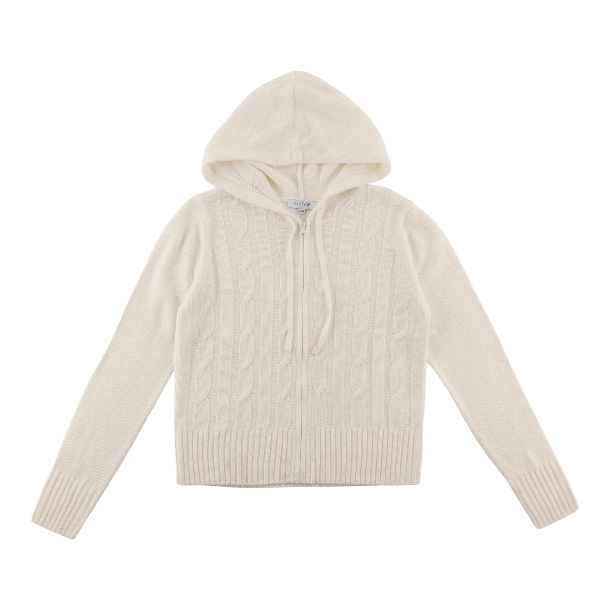 mySTYLE Women's Hooded Zip-Up Cable Sweater sold by Giant Tiger