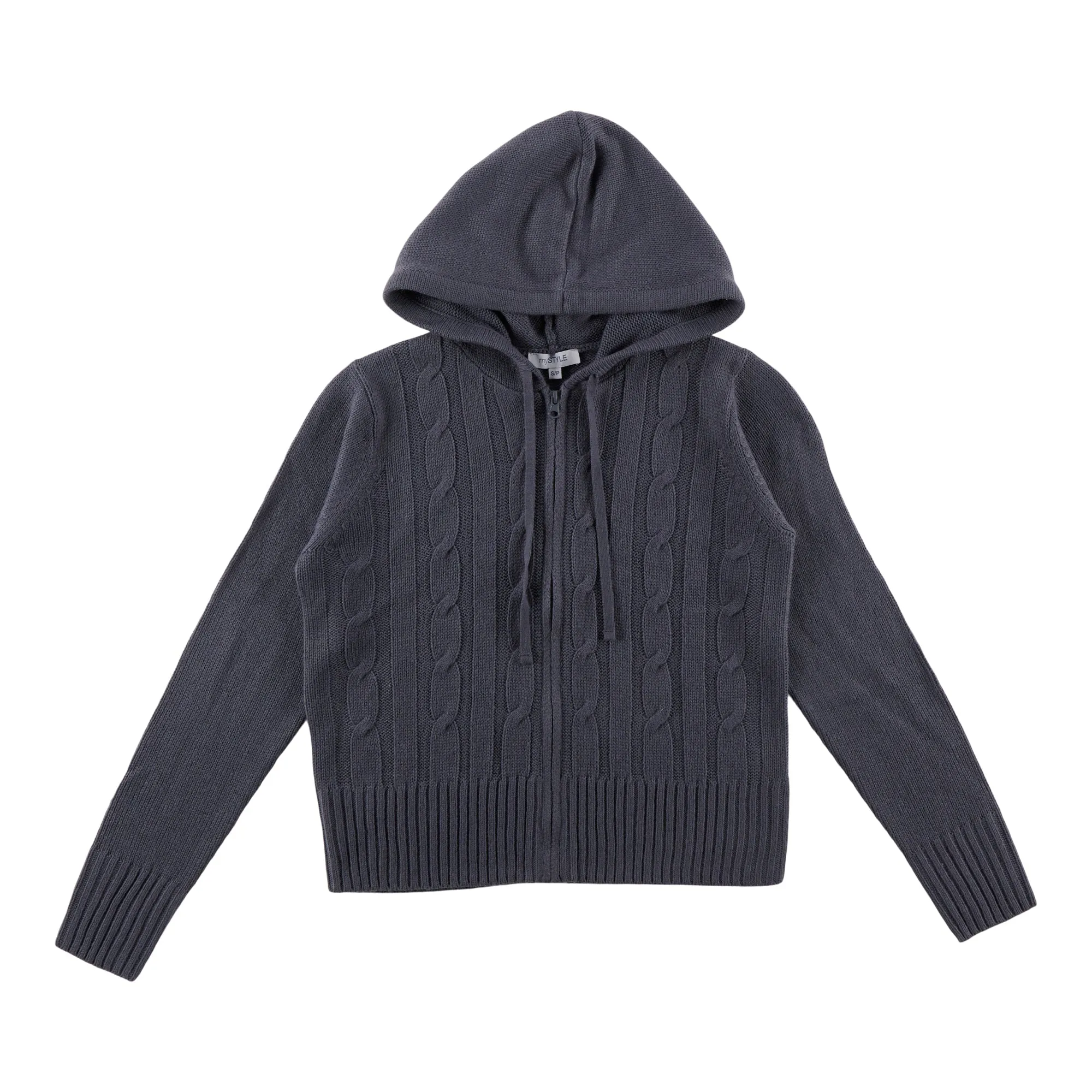 mySTYLE Women's Hooded Zip-Up Cable Sweater sold by Giant Tiger product image thumbnail 2