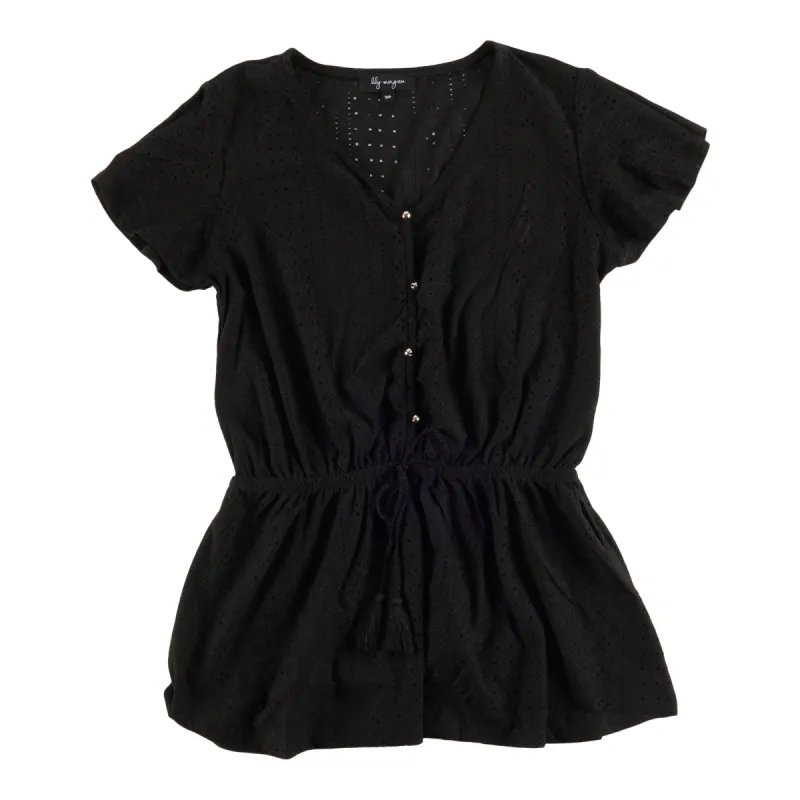 lily morgan Women's Trend Edit Short Sleeve Eyelet Flutter Top sold by Giant Tiger