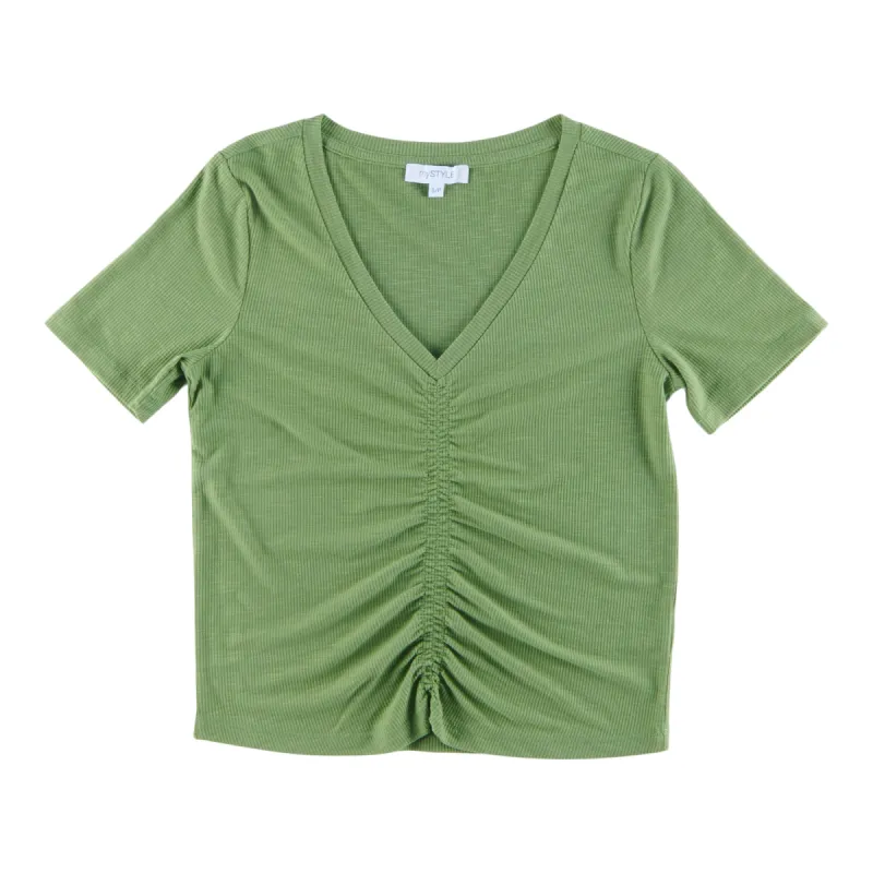 mySTYLE Women's Quest Solid Front Ruched Tee sold by Giant Tiger