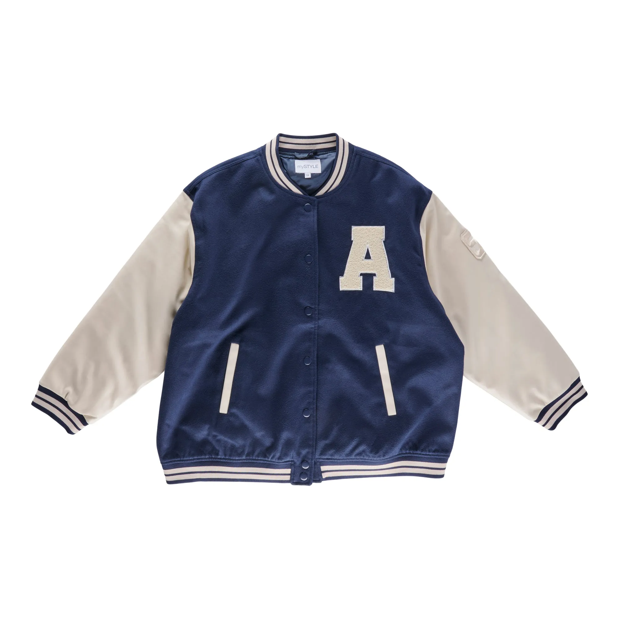 mySTYLE Women's Plus Varsity Bomber Jacket sold by Giant Tiger product image thumbnail 3