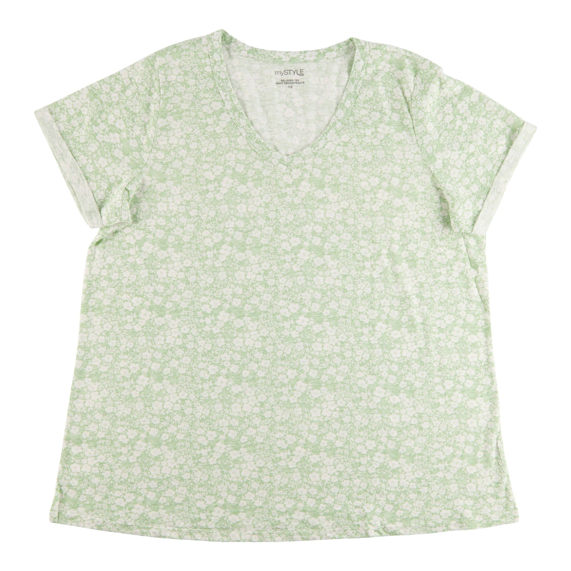 mySTYLE Women's Plus Seasonal Relaxed V-Neck Slub T-Shirt sold by Giant Tiger product image thumbnail 3