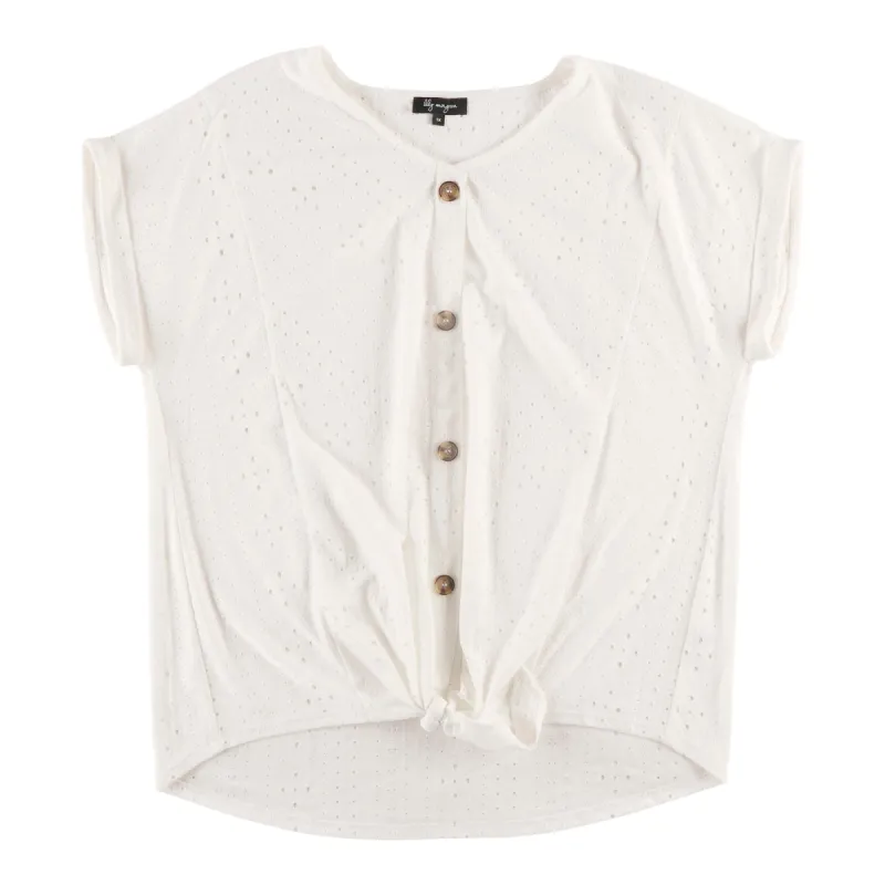 lily morgan Women's Plus V-Neck Tie-Front Blouse sold by Giant Tiger