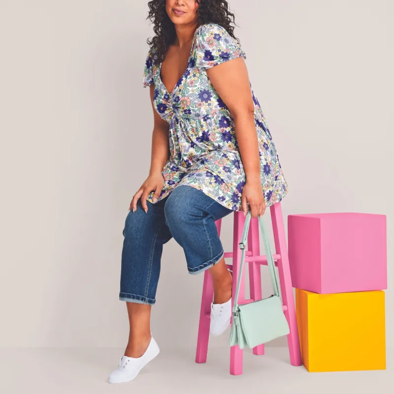 mySTYLE Women's Plus Seaside Printed Ruched Top sold by Giant Tiger