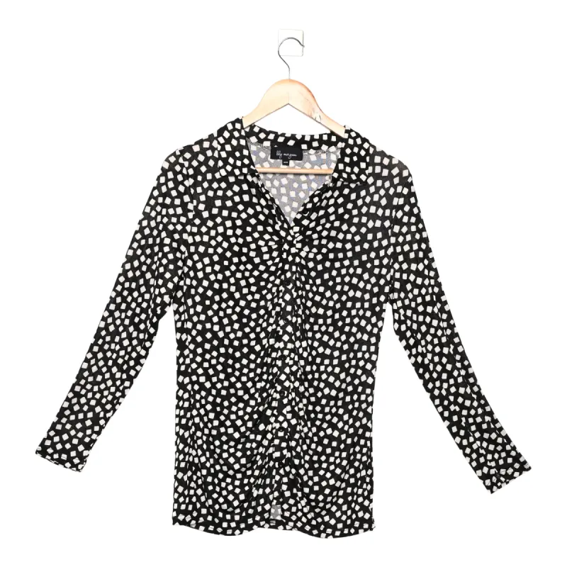 lily morgan Women's Spring Flair Button Front Slinky Top, Black/White sold by Giant Tiger